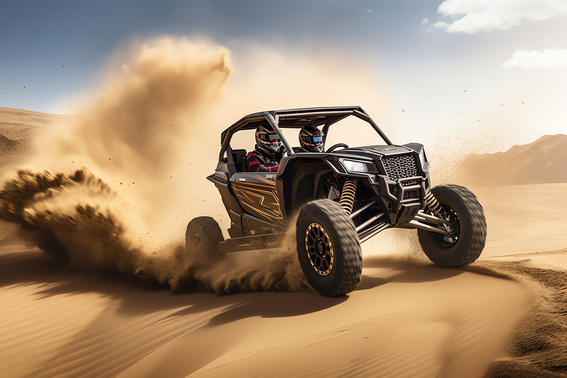 Polaris RZR in Dubai, Off-road racing, Desert adventure vehicle, XP Turbo S model, Arabian dunes, HD Desktop Image