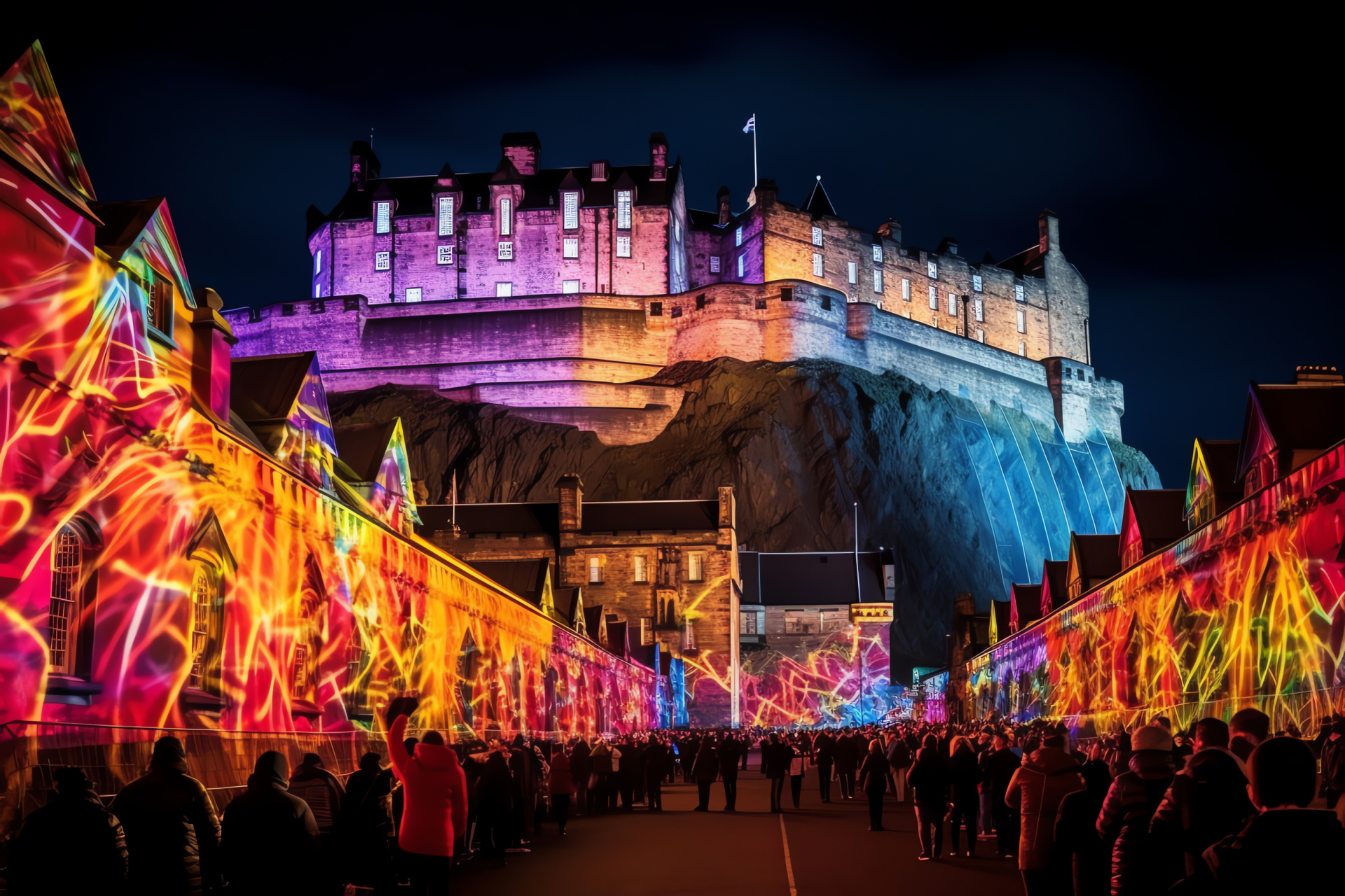 Edinburgh Hogmanay, Scottish heritage, Castle backdrop, cultural performers, New Year fest, HD Desktop Image