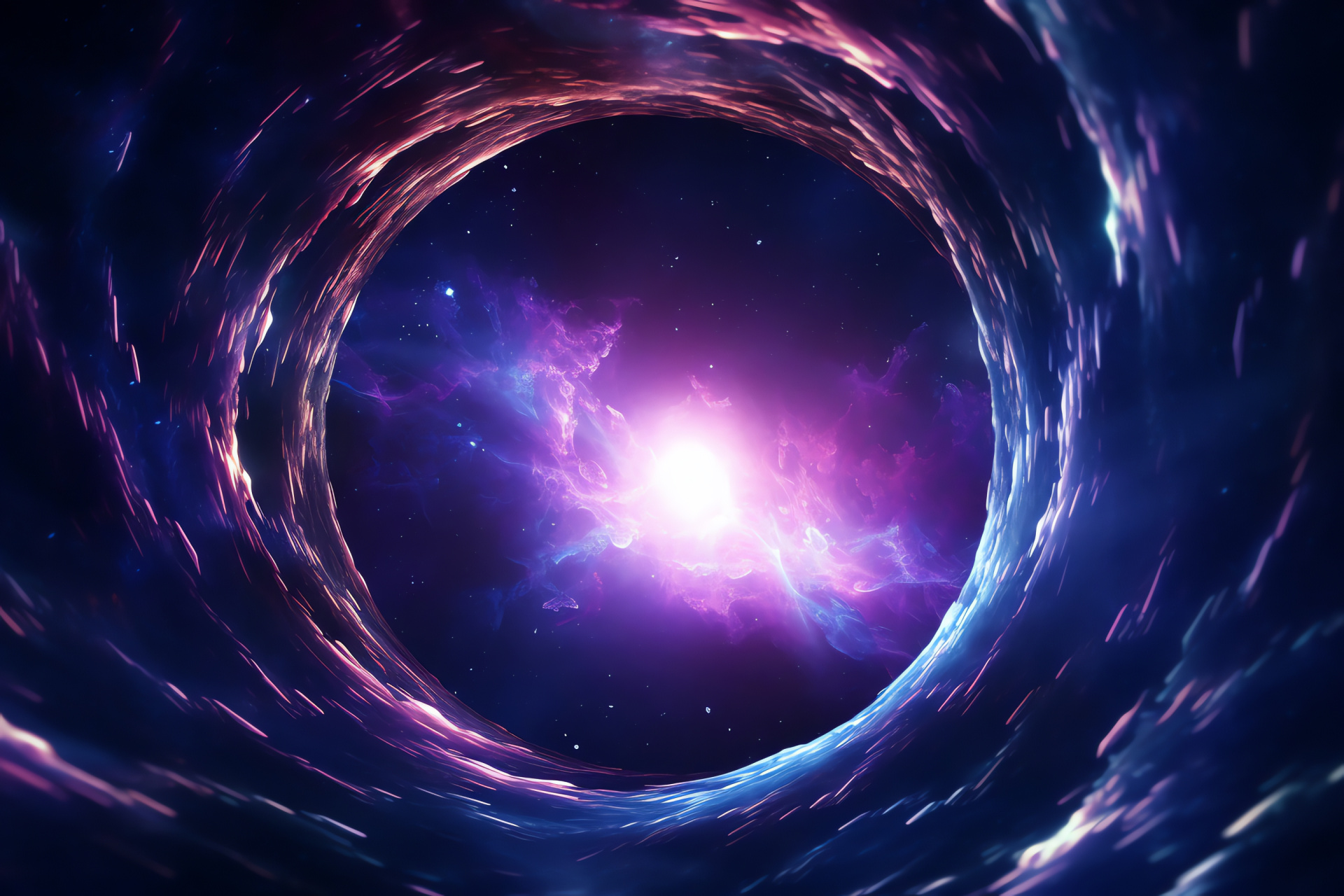 Space wormhole focus, Light bending gravity, Spacetime curvature, Radiant cosmic event, Gravity well, HD Desktop Wallpaper