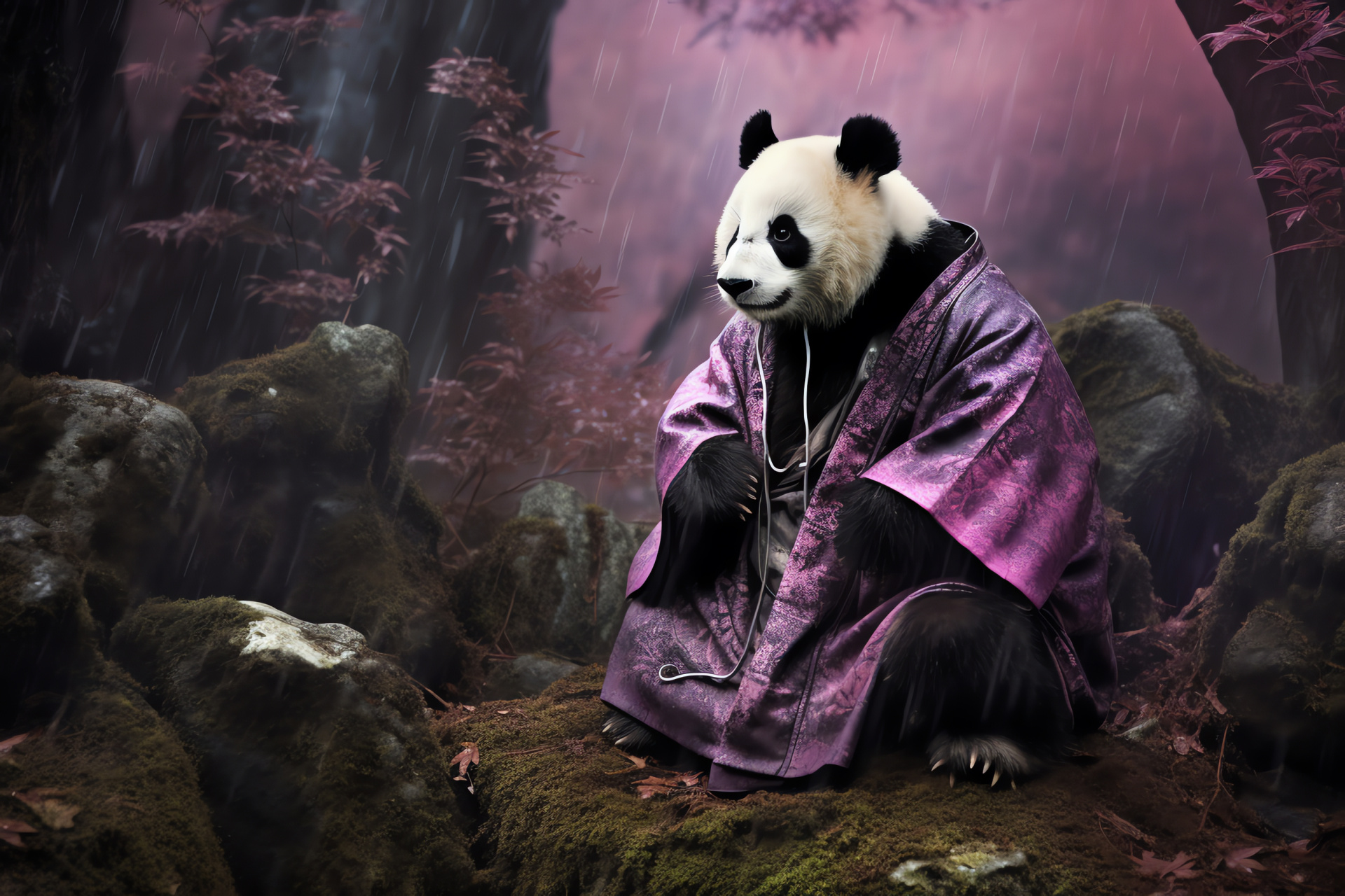 Enigmatic panda, rare creatures, mystical bears, natural habitats, wildlife beauty, HD Desktop Wallpaper