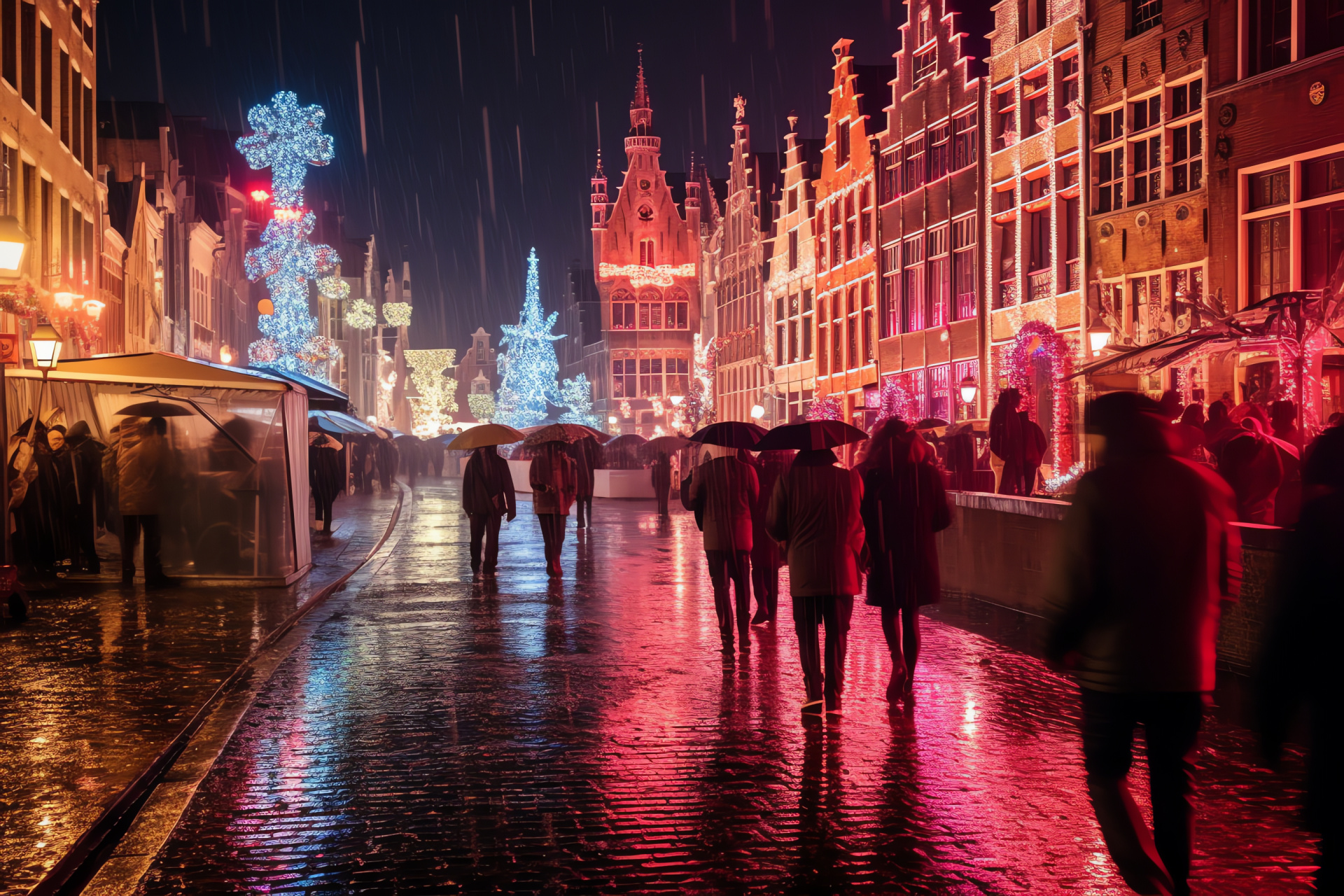 Yuletide festivities, Flemish traditions, Winter sculptures, Ice-skating locale, Belgian tourist spot, HD Desktop Image