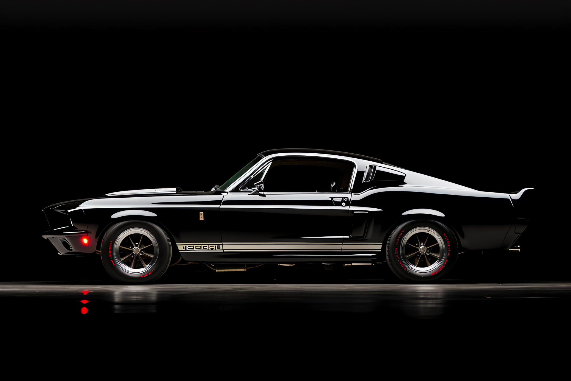 Shelby Mustang GT500, Year 1967 classic, Pristine black canvas, Timeless white accents, Automotive collectible, HD Desktop Image