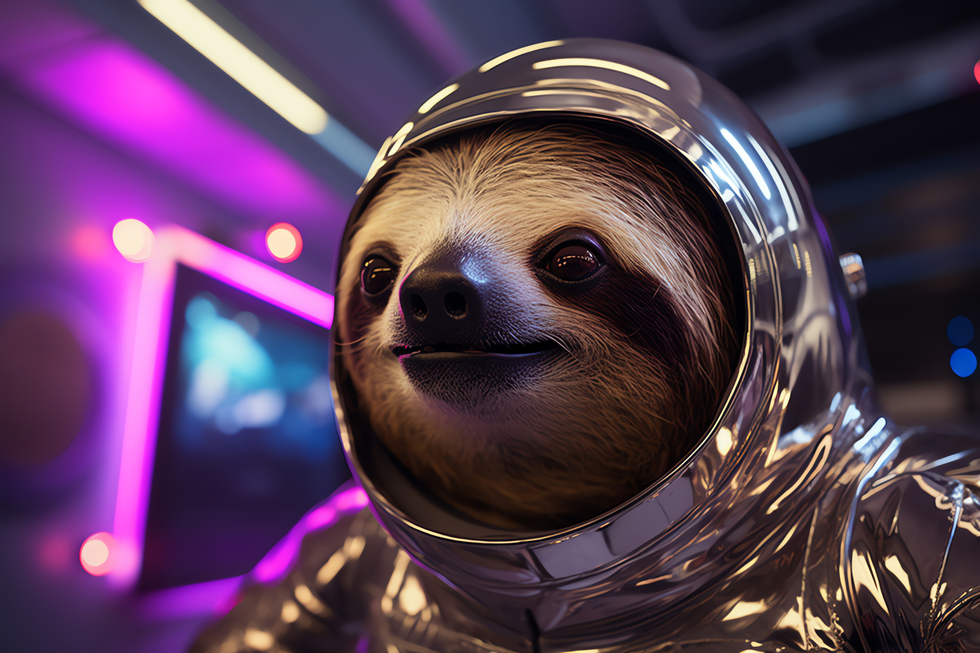 Sloth in space suit, imaginative animal, science fantasy, astronaut concept, creative design, HD Desktop Wallpaper