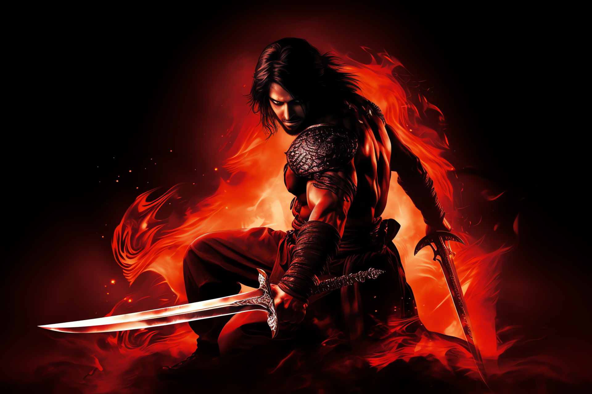 Prince of Persia adventure, Azure vision, combat attire, sovereign stance, regal weapon, HD Desktop Image