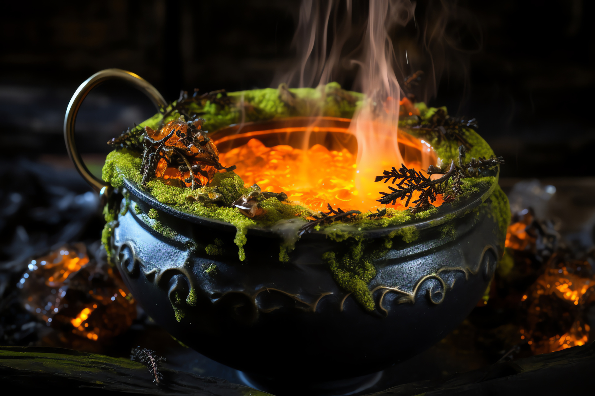 Witches' brew, Spooky props, Halloween night, Creepy concoctions, Mystical glow, HD Desktop Image