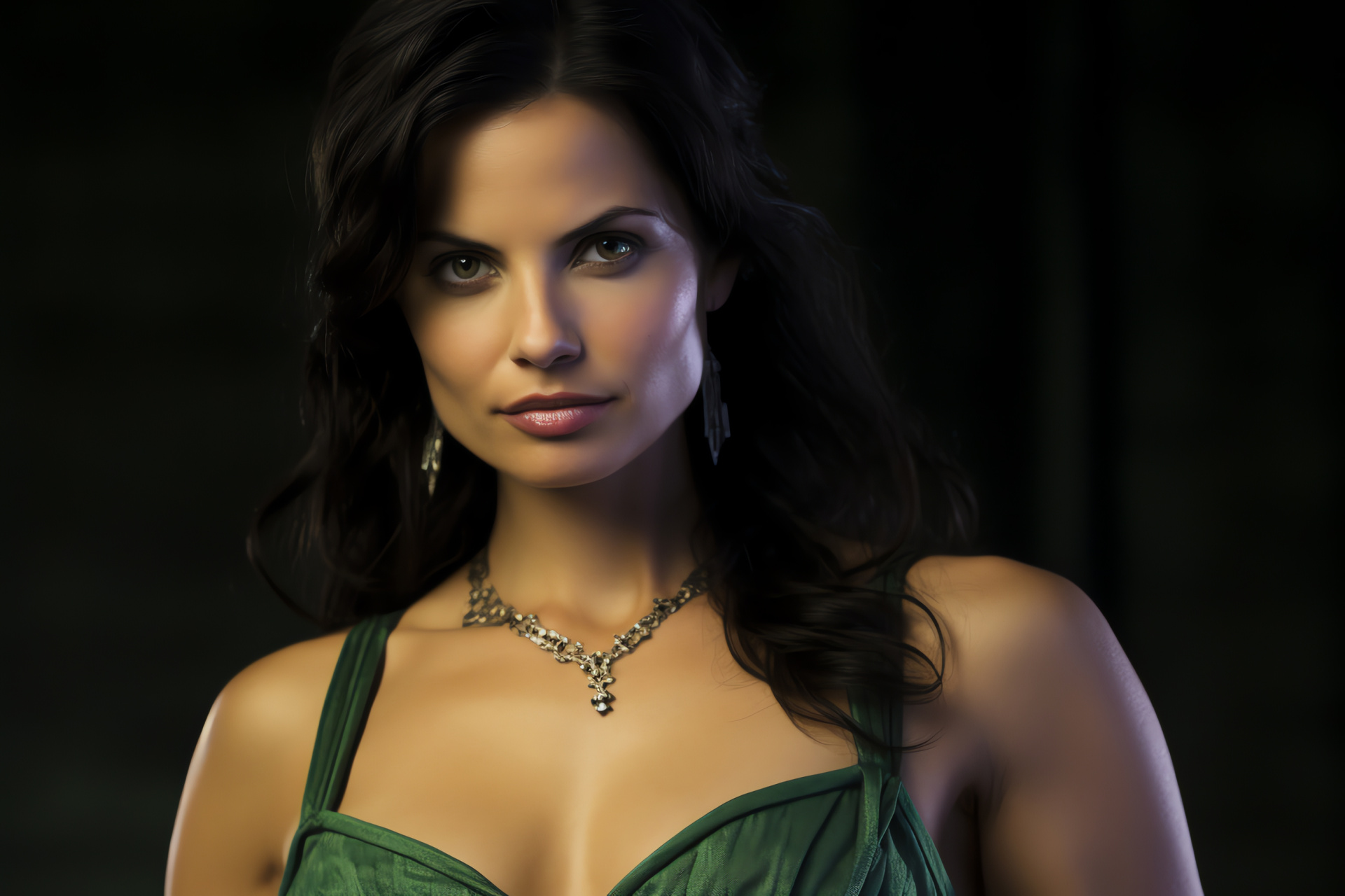 Katrina Law, Mira, Portrait, Green backdrop, Costume drama, HD Desktop Wallpaper