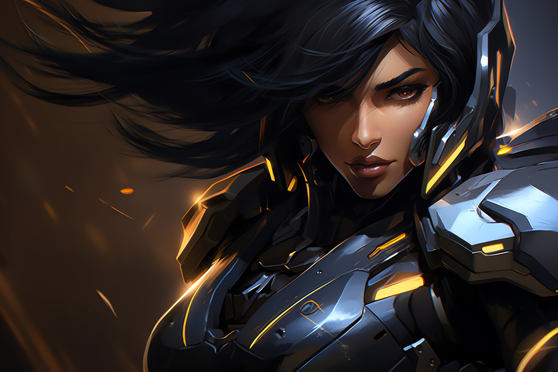 Pharah, Close-up, Heroic expression, Overwatch league, Video game soldier, HD Desktop Image