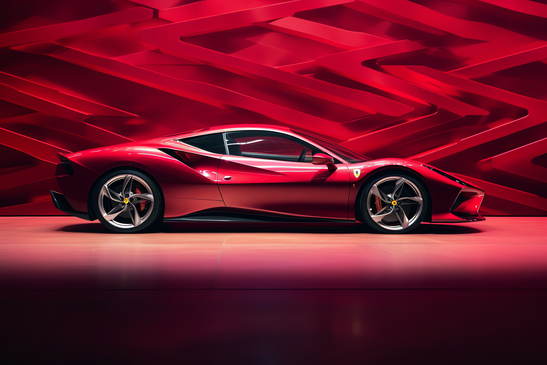 Ferrari SF90 Stradale, Italian excellence, Performance side profile, Pure red showcase, Automobilismo, HD Desktop Wallpaper