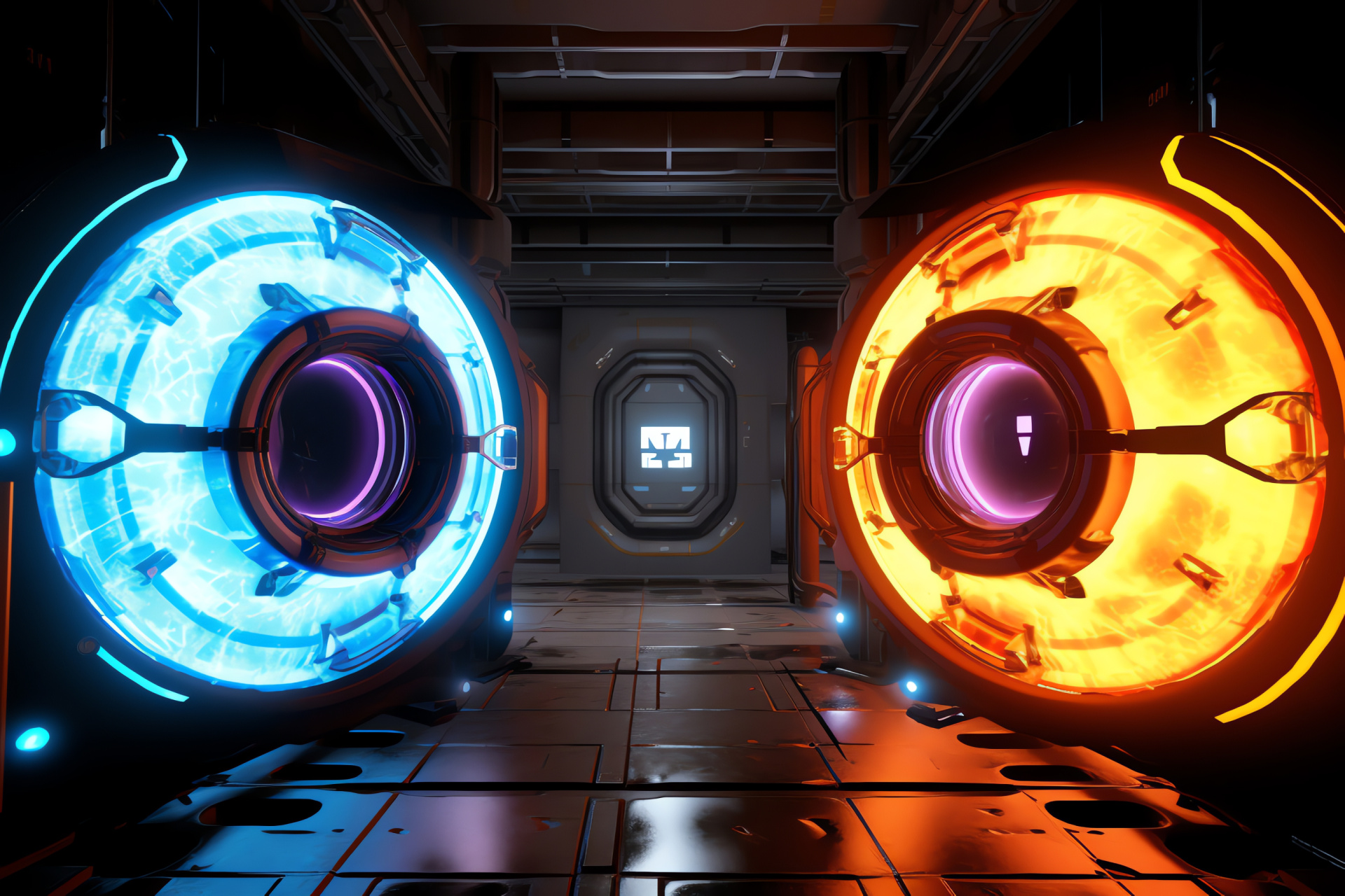 Aperture Science Handheld Device, Black Mesa Crossover, Scientific Experimentation, Neon Illumination, Interdimensional Travel, HD Desktop Wallpaper