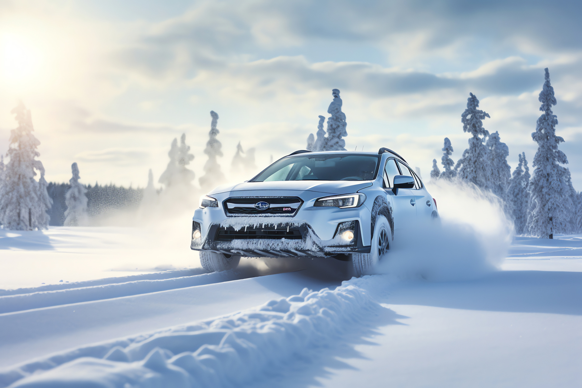 Subaru XV Crosstrek model, Finnish conditions, all-terrain capacity, snow tires, winter setting, HD Desktop Image