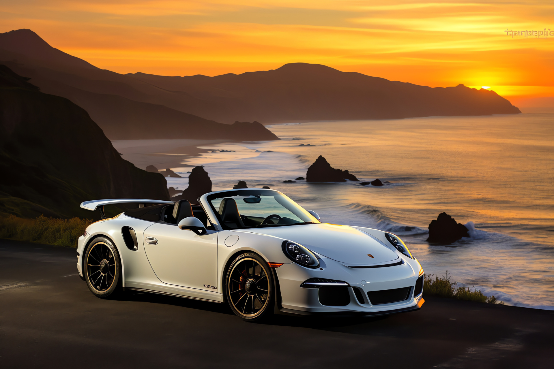 Porsche GT3 RS convertible, California coastal drive, Pacific Highway motoring, Convertible sports car, American road trip, HD Desktop Image