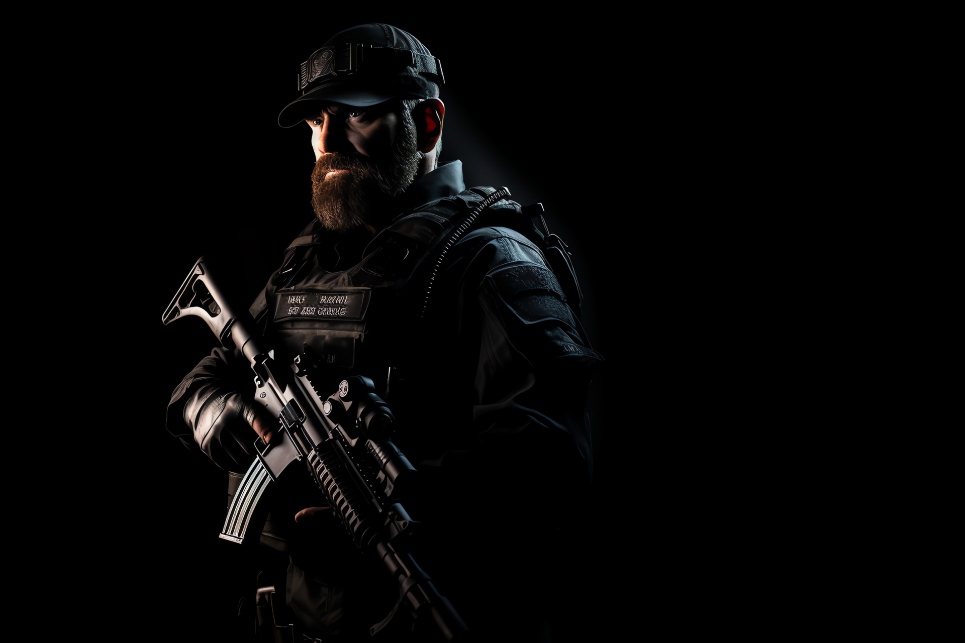 Captain Price MW2, Commanding officer, Battle-worn look, Handgun preparedness, Shadowed background, HD Desktop Wallpaper