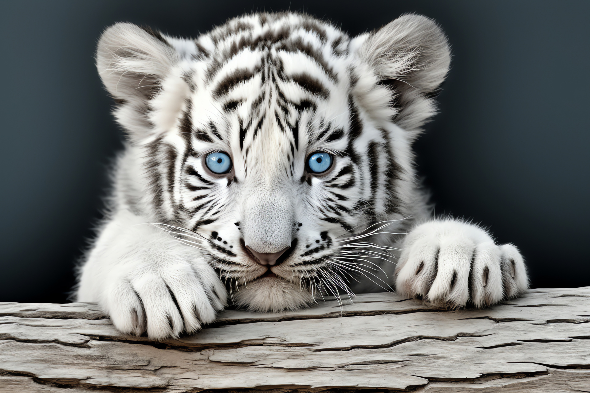 White Tiger Cub, juvenile big cat, feline curiosity, exotic animals, unique fur pattern, HD Desktop Wallpaper