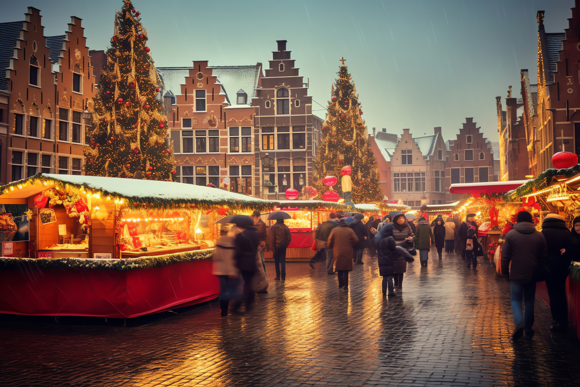 Seasonal leisure, European destination, Market place, Yuletide trimmings, Picturesque, HD Desktop Wallpaper