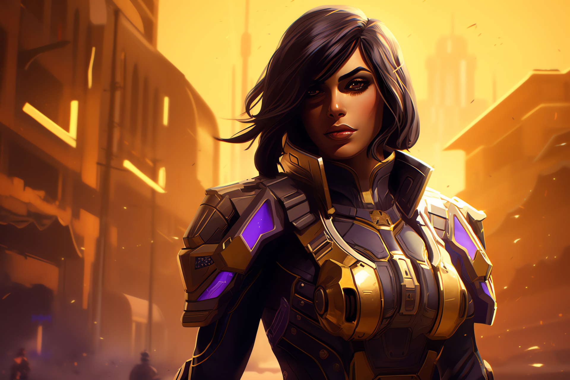 Video game Pharah, Overwatch airborne, Mechanized armor, Sharpshooter precision, Gamer's choice, HD Desktop Wallpaper