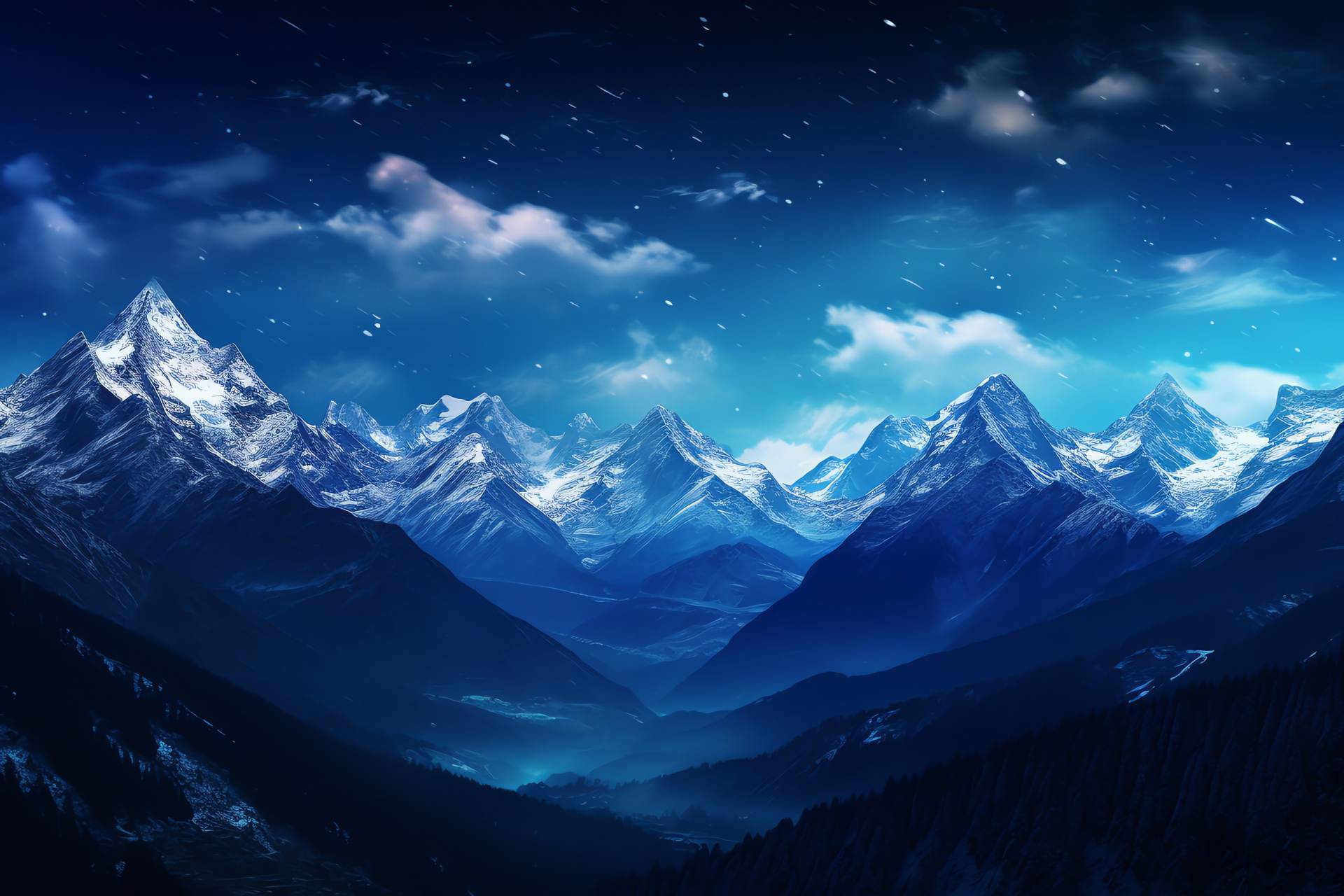 Nocturnal Earth landscape, Milky Way brilliance, Nighttime terrain, Wilderness serenity, Alpine peaks, HD Desktop Image