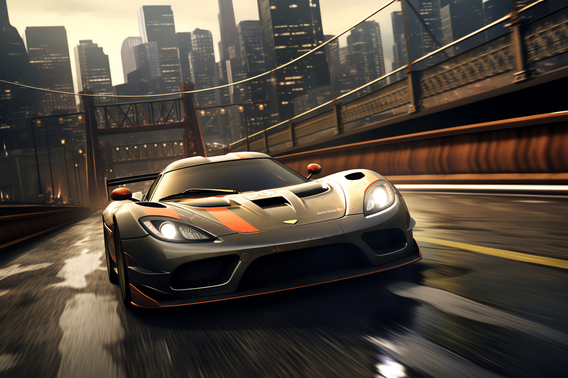 Thrilling NFS circuit, Urban race course, Competing cars, Challenging route, Motorsport simulation, HD Desktop Image