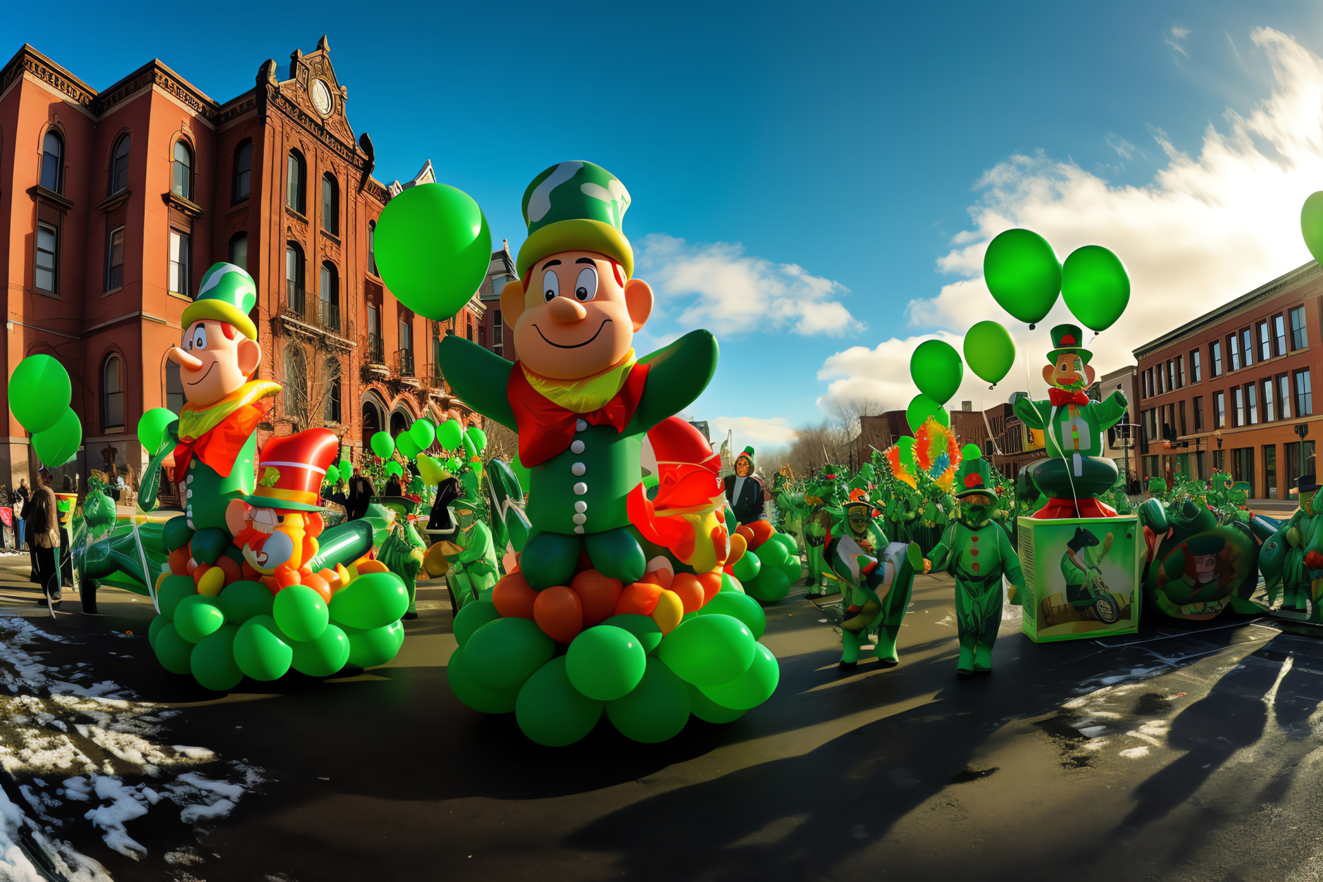 Saint Patrick's Day parade, Holiday celebration, Irish culture leprechauns, March event, Public procession, HD Desktop Image