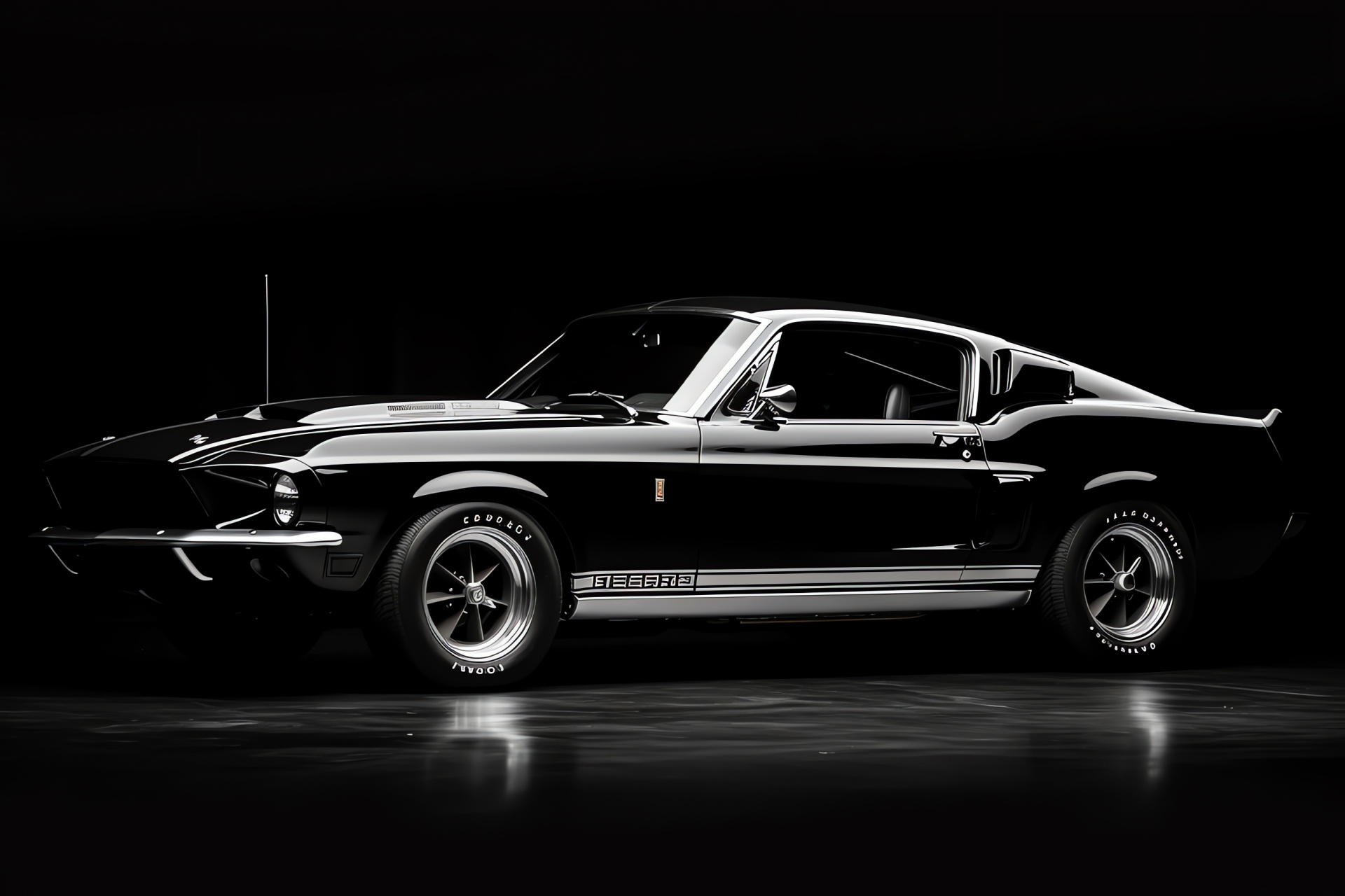 Shelby Mustang GT500 1969, Classic car, Muscle power, Iconic design, Silver accent stripes, HD Desktop Wallpaper