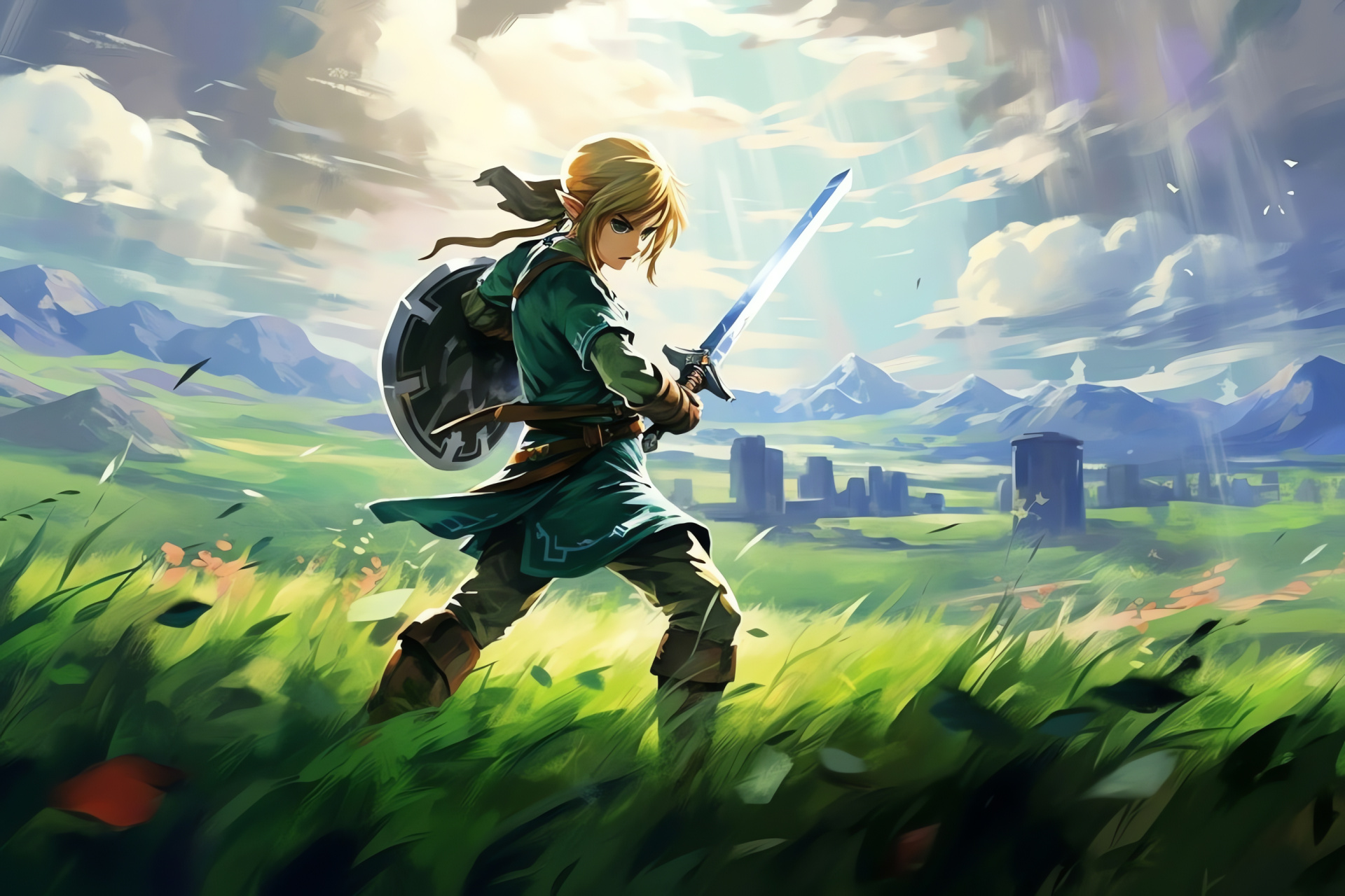 Link versus Ganondorf, Hyrule confrontation, Zelda's antagonist, Power struggle, Epic gaming moment, HD Desktop Image