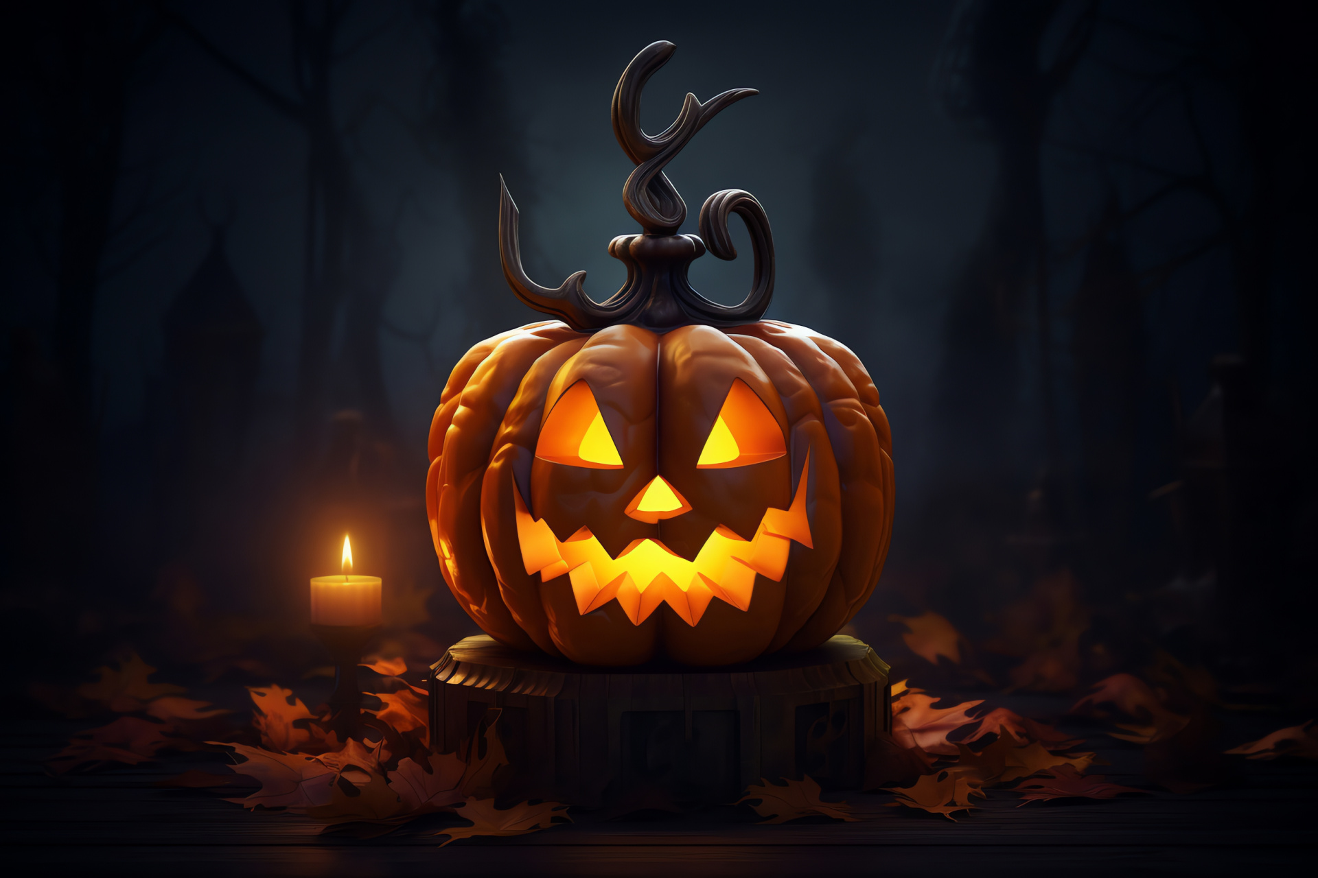 Pumpkin lantern, night glow, festive decor, scary visages, October tradition, HD Desktop Wallpaper