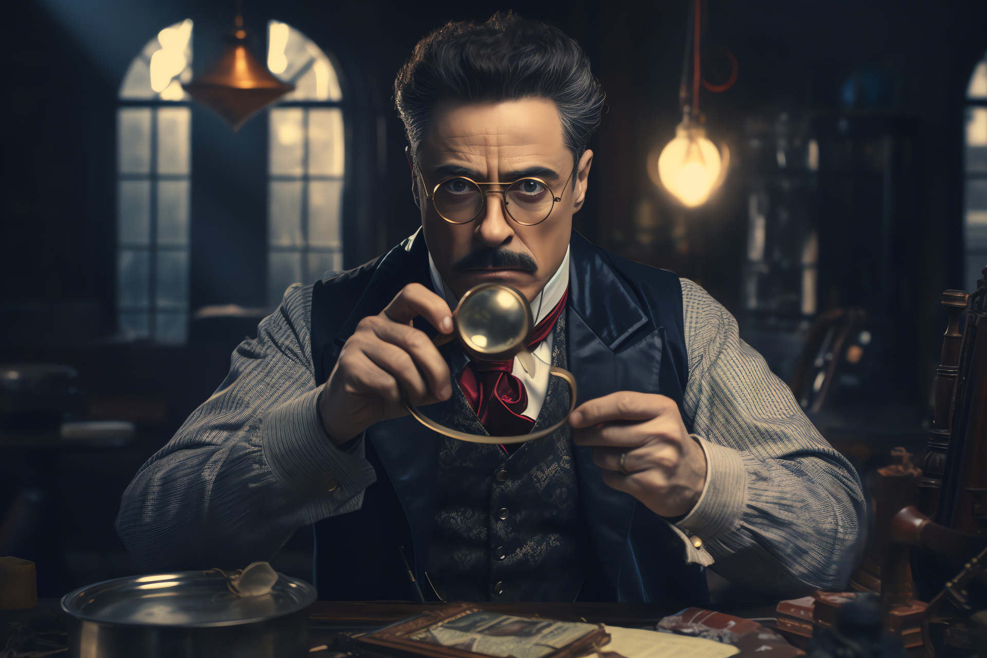 Robert Downey Jr, detective character, period costume, sleuthing gear, British detective, HD Desktop Wallpaper