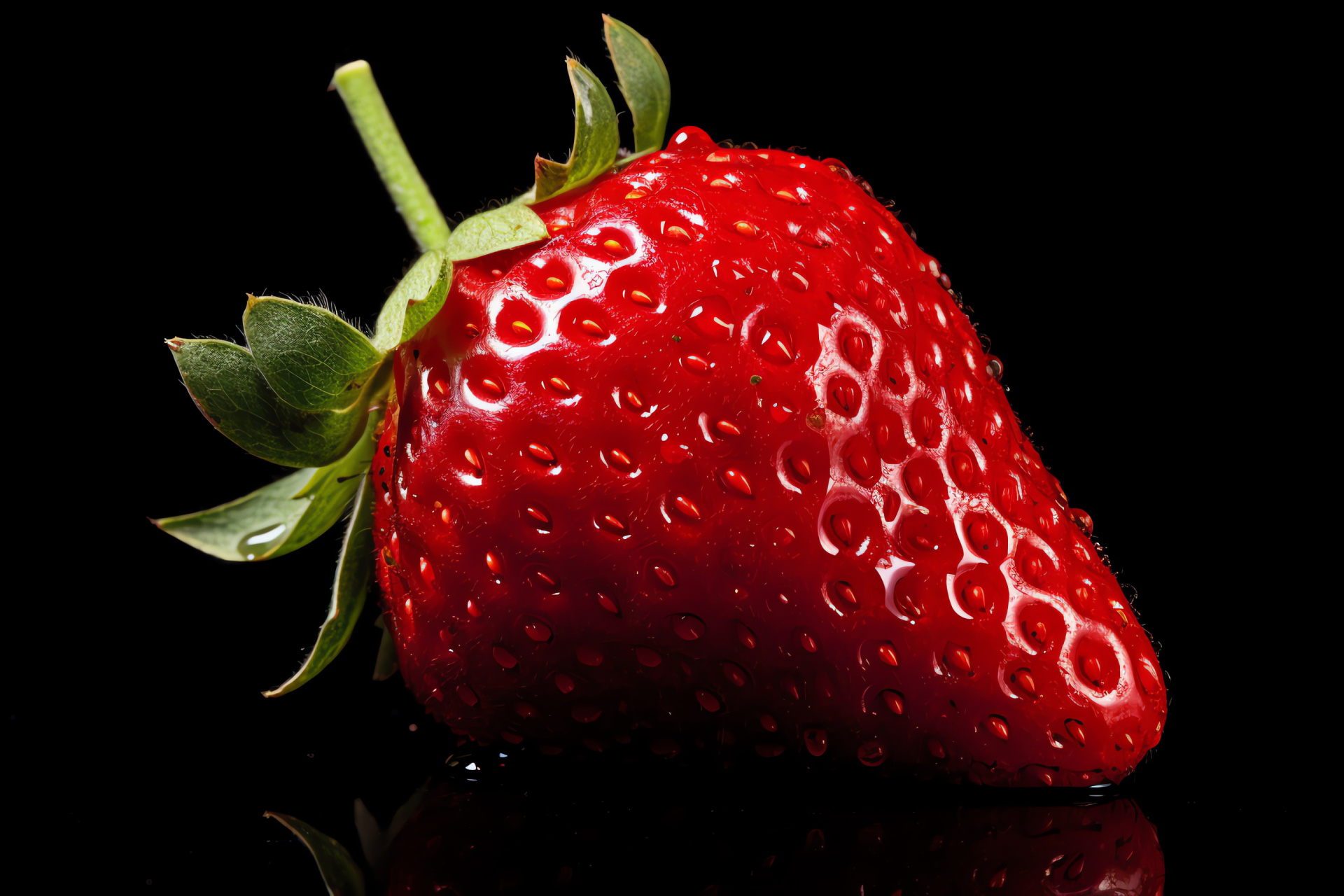 Juicy strawberry close-up, Fine seeds detail, Red ripened berry, Luscious garden fruit, Natural treat, HD Desktop Wallpaper