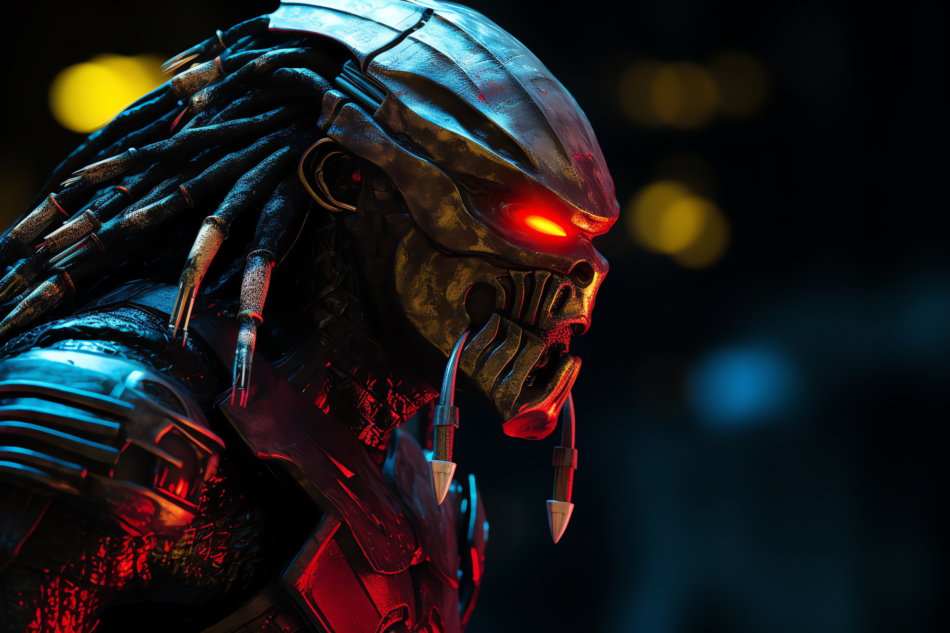 Predator character, alien stealth, aggressive posture, biomechanical suit, extraterrestrial life-form, HD Desktop Wallpaper