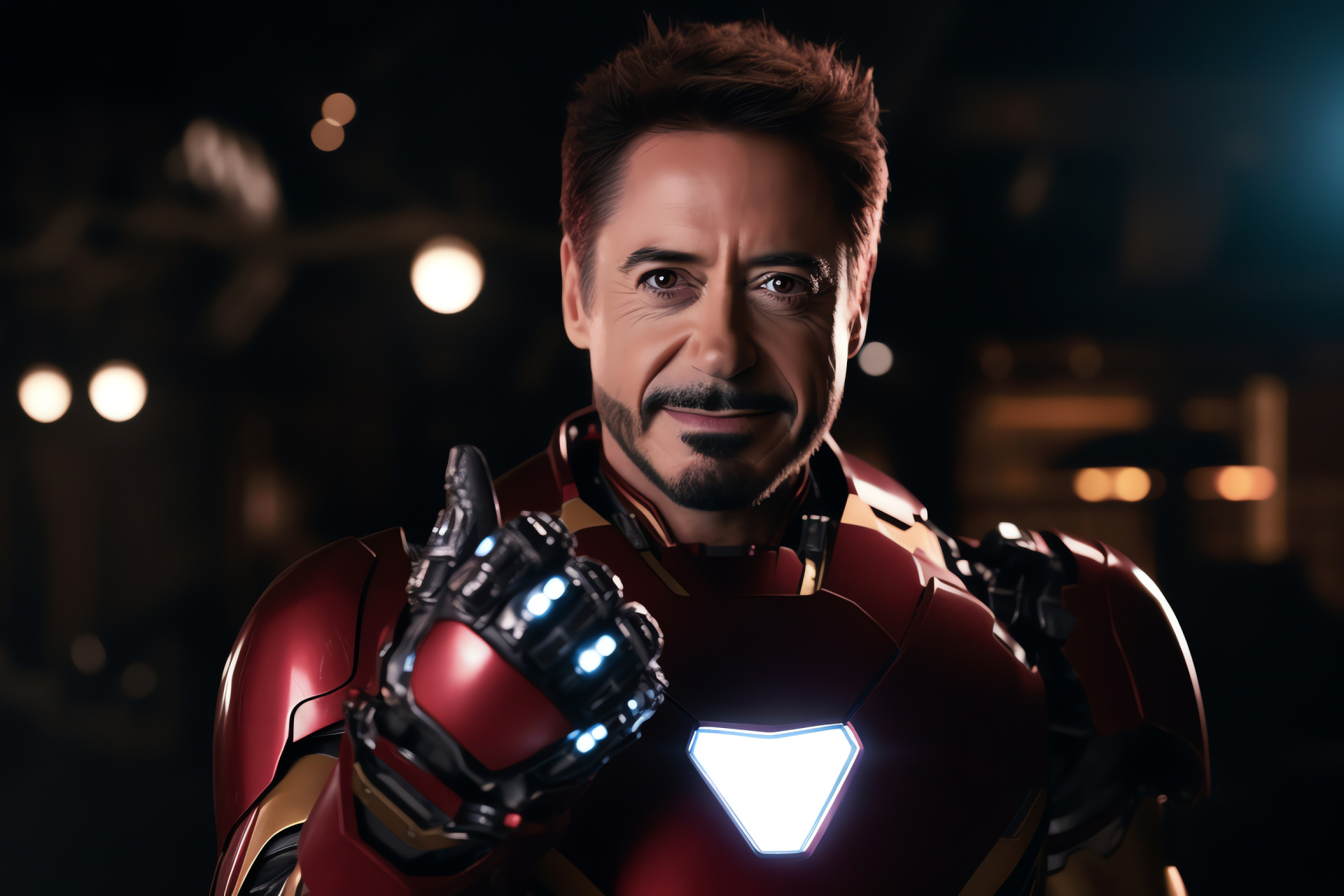 Robert Downey Jr, Witty comedian, Armor-clad role, Friendly expression, Iron-clad superhero, HD Desktop Wallpaper