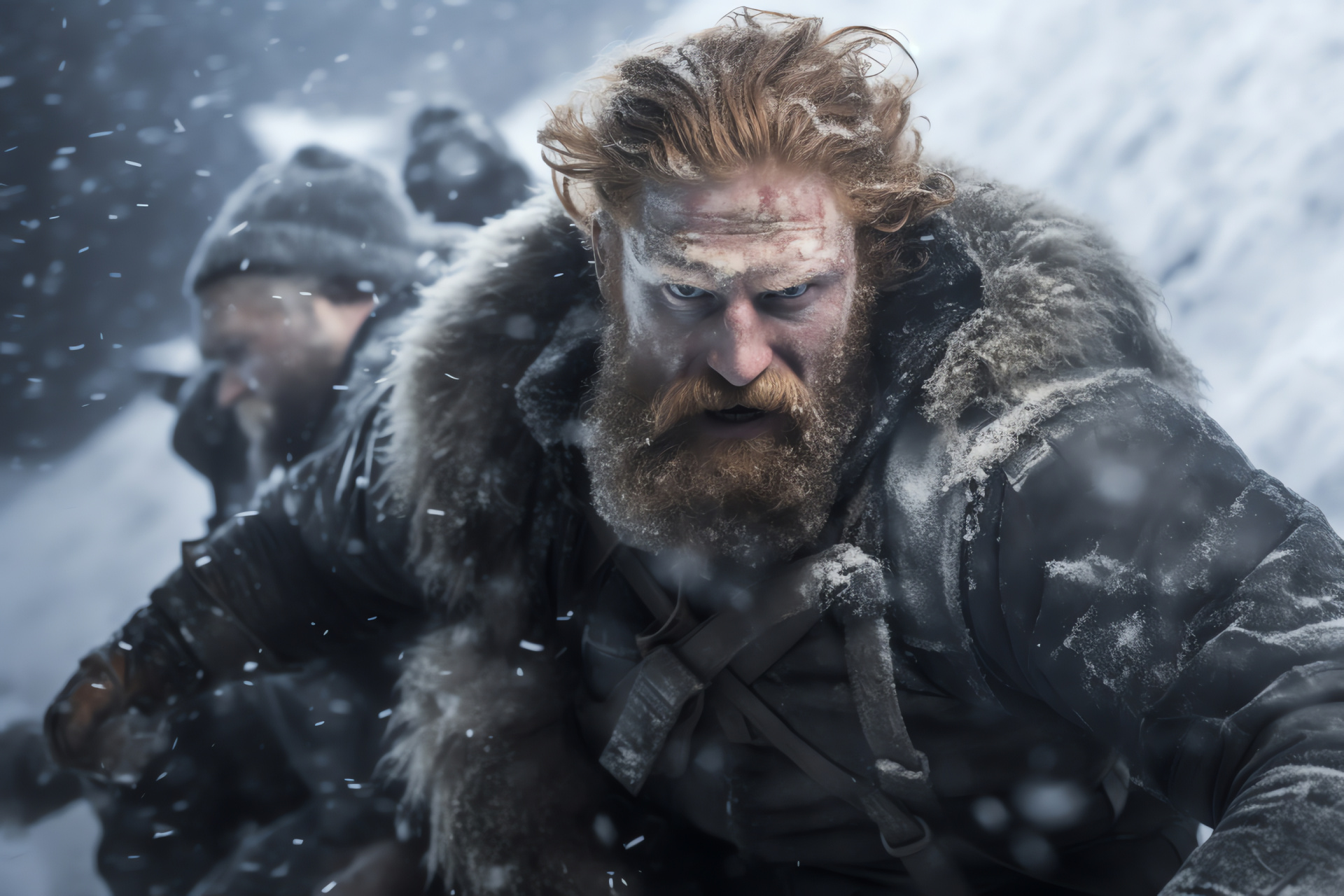 Tormund Giantsbane portrayal, Kristofer Hivju, Wildling survivor, Frosted natural landscape, Primitive combat, HD Desktop Wallpaper