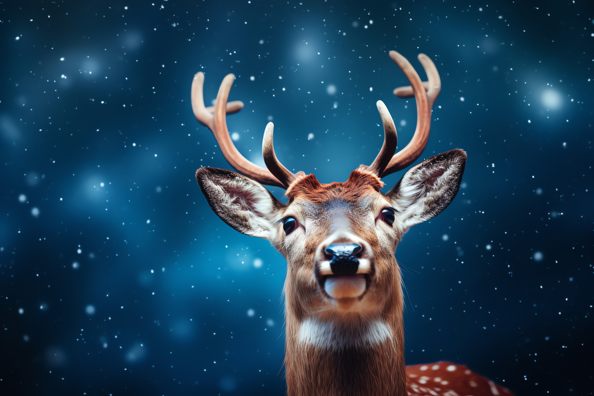 Rudolph portrait, Red-nosed uniqueness, Christmas character excitement, Symbolic deer charm, Seasonal mystery, HD Desktop Image