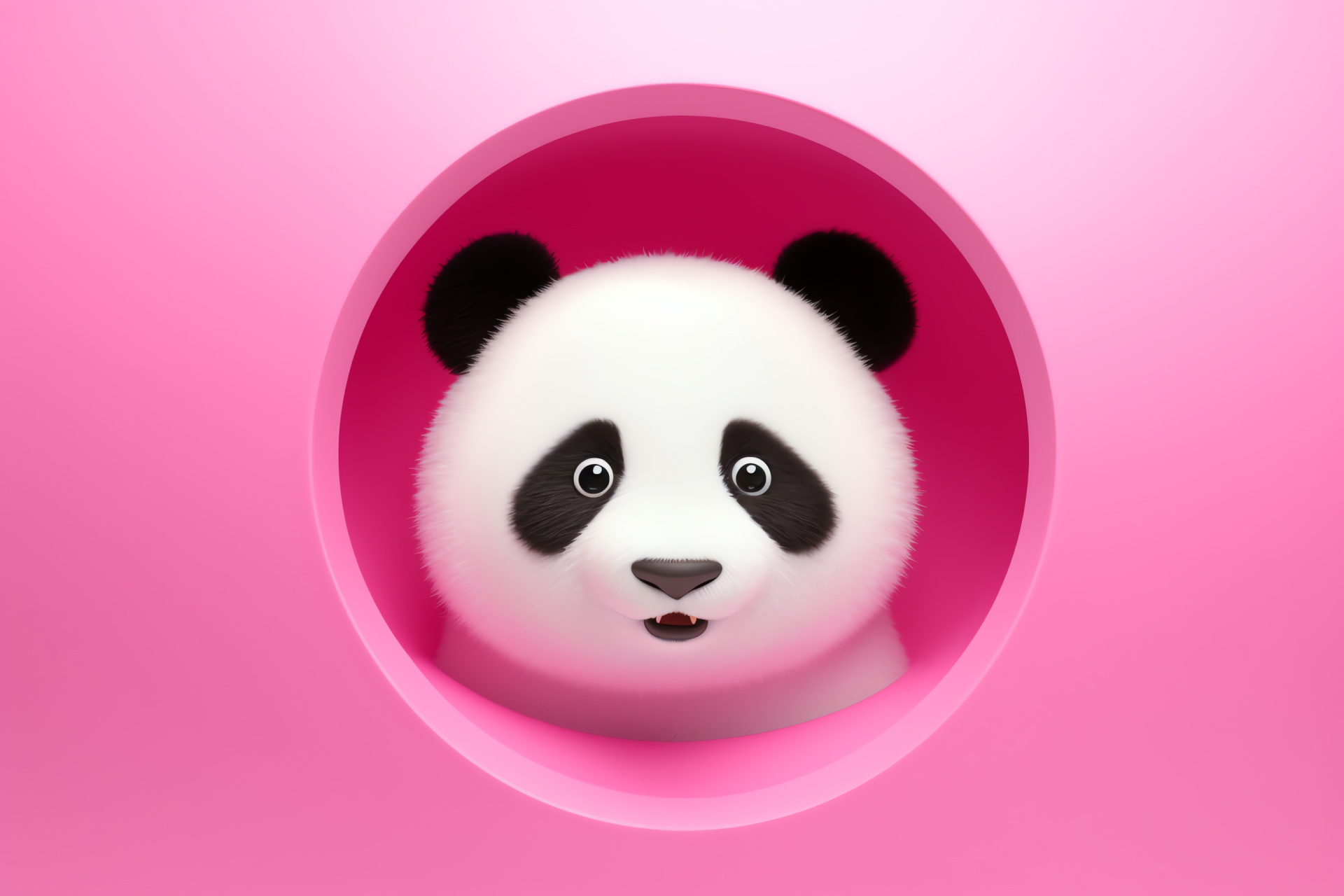 Pink Panda whimsy, endearing animal, pastel fur pattern, fanciful nature, creature comfort, HD Desktop Image