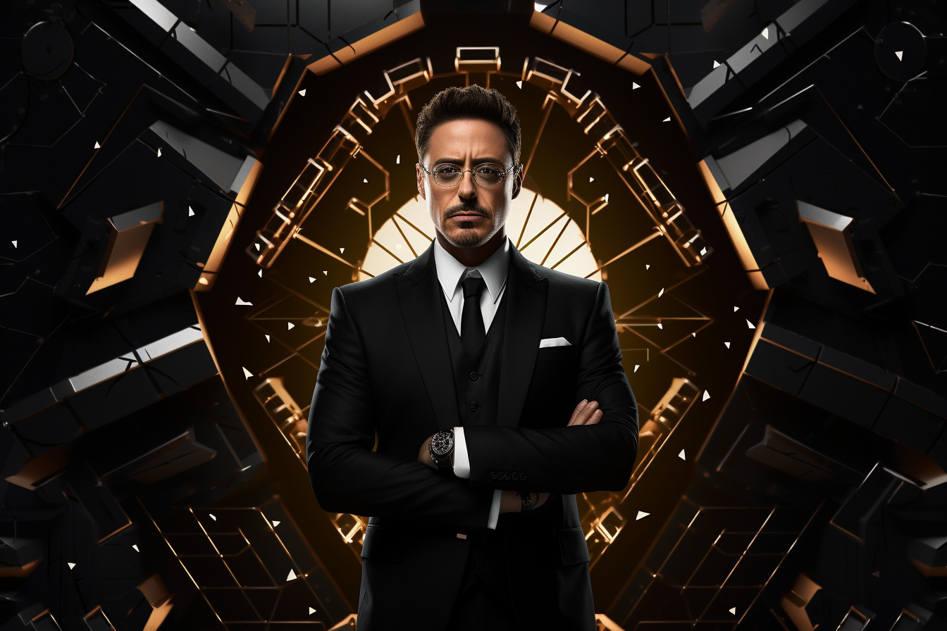 Robert Downey Jr, Charismatic presence, Metal hero, Innovative gadget, Tailored attire, HD Desktop Wallpaper