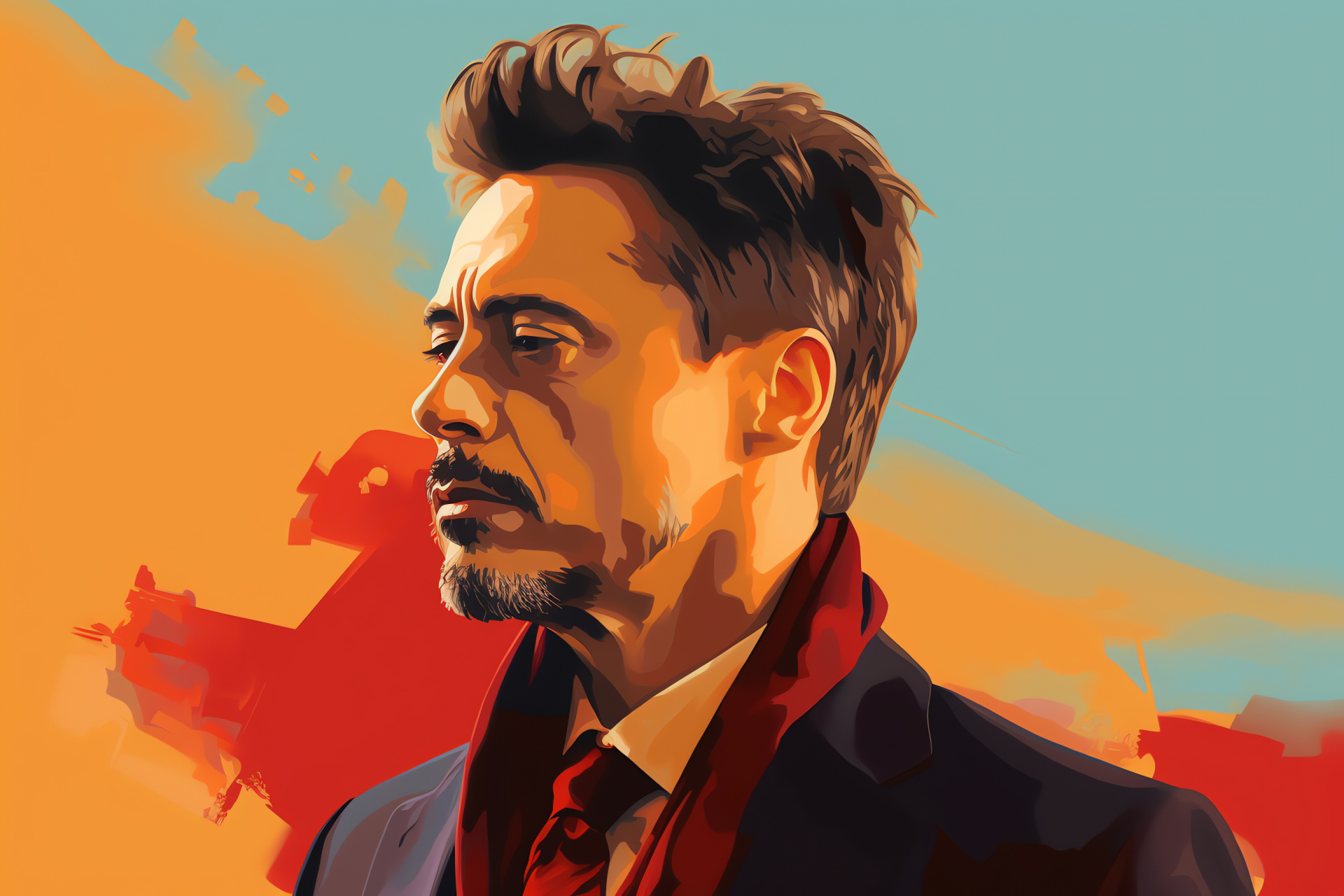 Robert Downey Jr, Renowned persona, Screen elegance, Confident bearing, Cinematic icon, HD Desktop Image