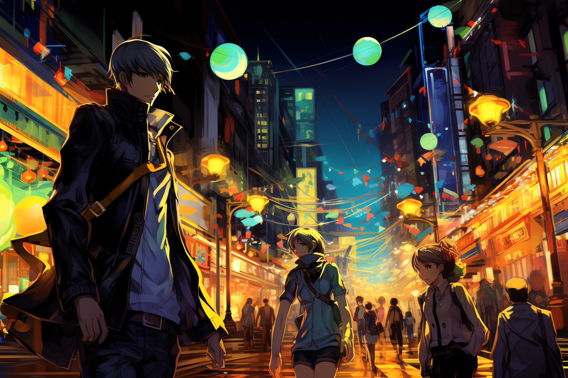 Persona 4 HD protagonist, Fellowship narrative, Fictional Junes store, Social connection, Interactive adventure, HD Desktop Wallpaper