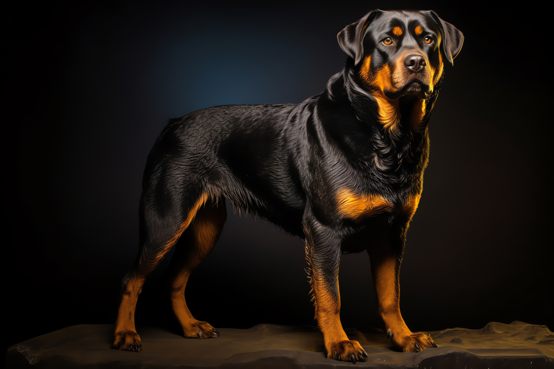 Majestic rottweiler, Purebred stance, Guardian breed, Strong canine, Elegant dog, HD Desktop Image