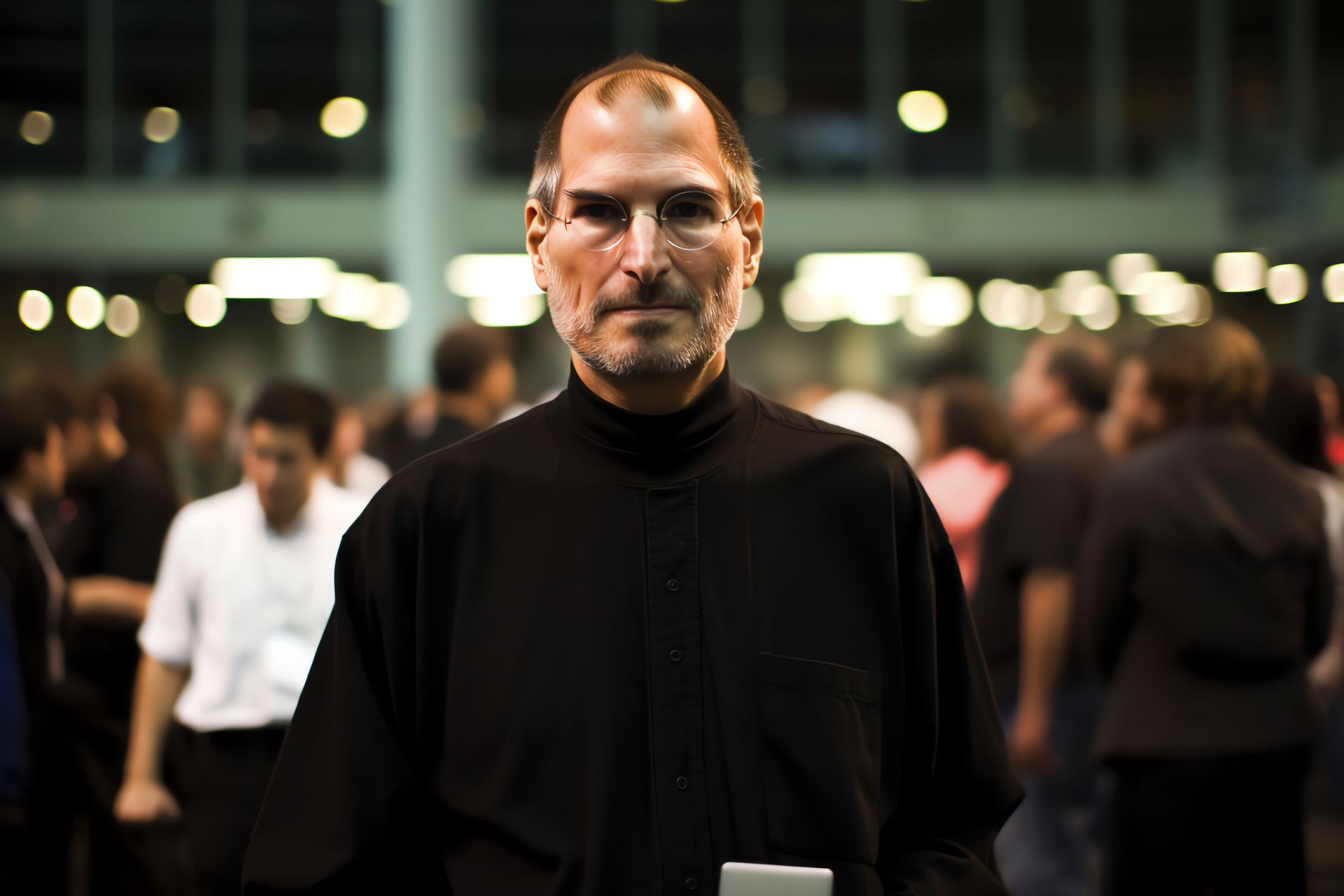 Steve Jobs, Influential entrepreneur, Tech exposition, Innovative presentation, High-tech device, HD Desktop Wallpaper