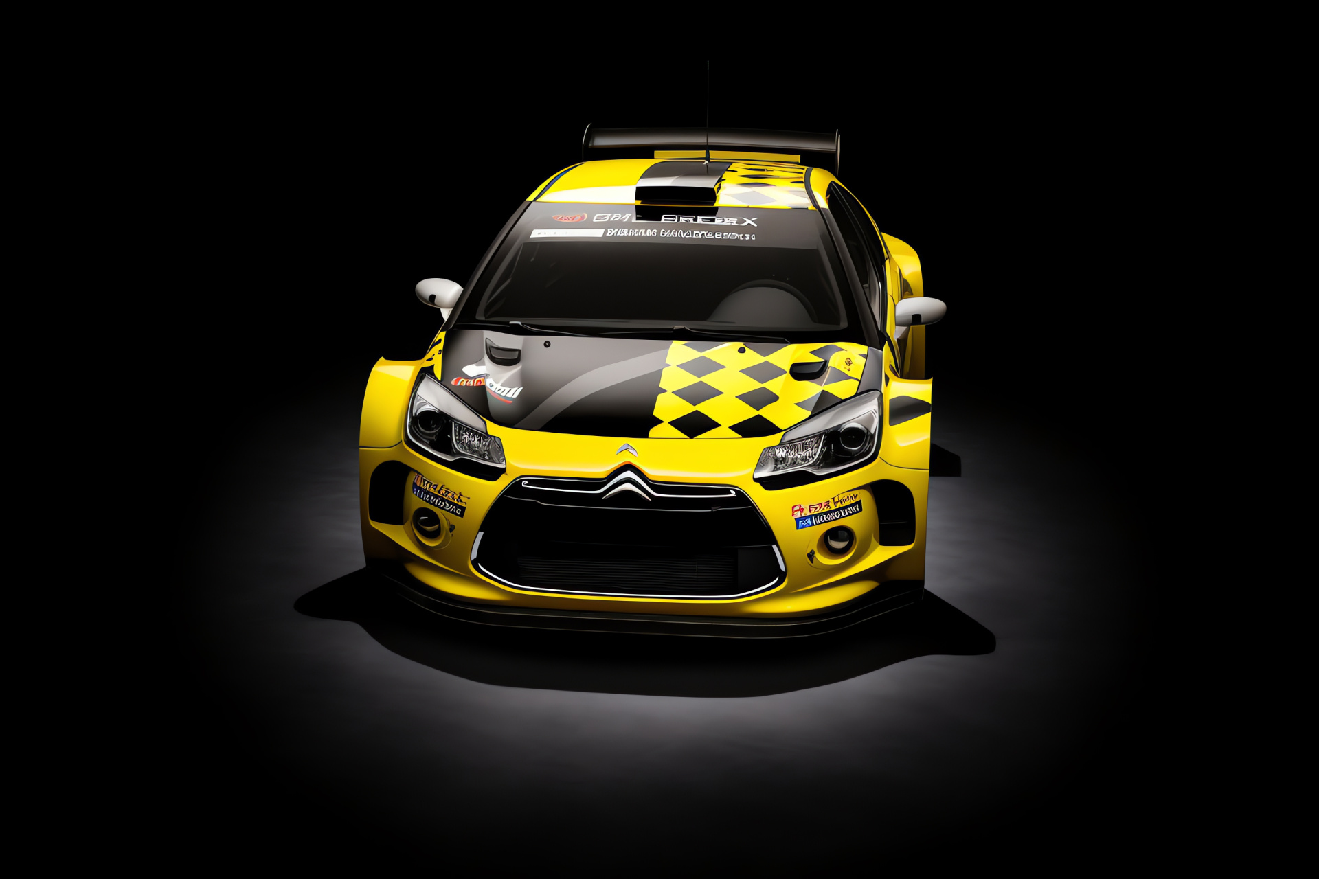 Rally Car, Citron DS3 WRC, celebrated rally model, racing aesthetic, striking color contrast, HD Desktop Wallpaper