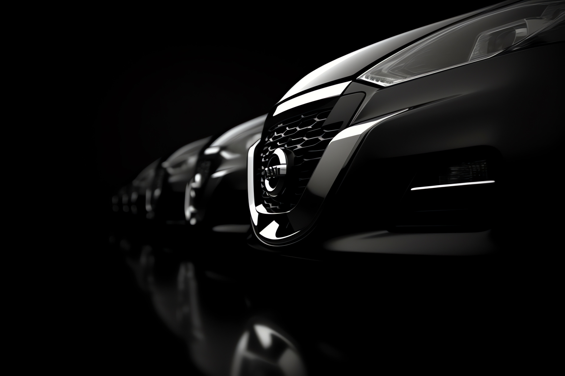 Nissan emblem, Japanese automaker marque, Automotive brand, Logo against black, Symbolic insignia, HD Desktop Wallpaper