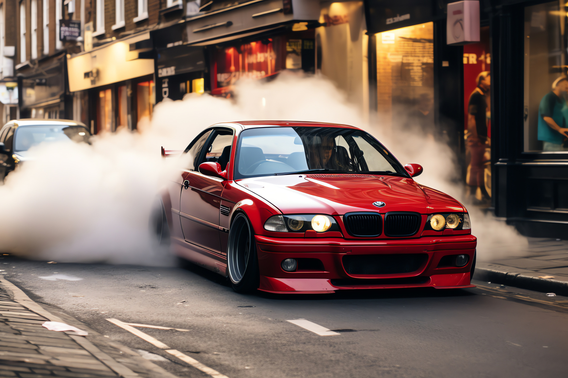 London street race, BMW M3 prowess, Grit of urban performance, High-speed city turns, Historic landmarks rush, HD Desktop Wallpaper