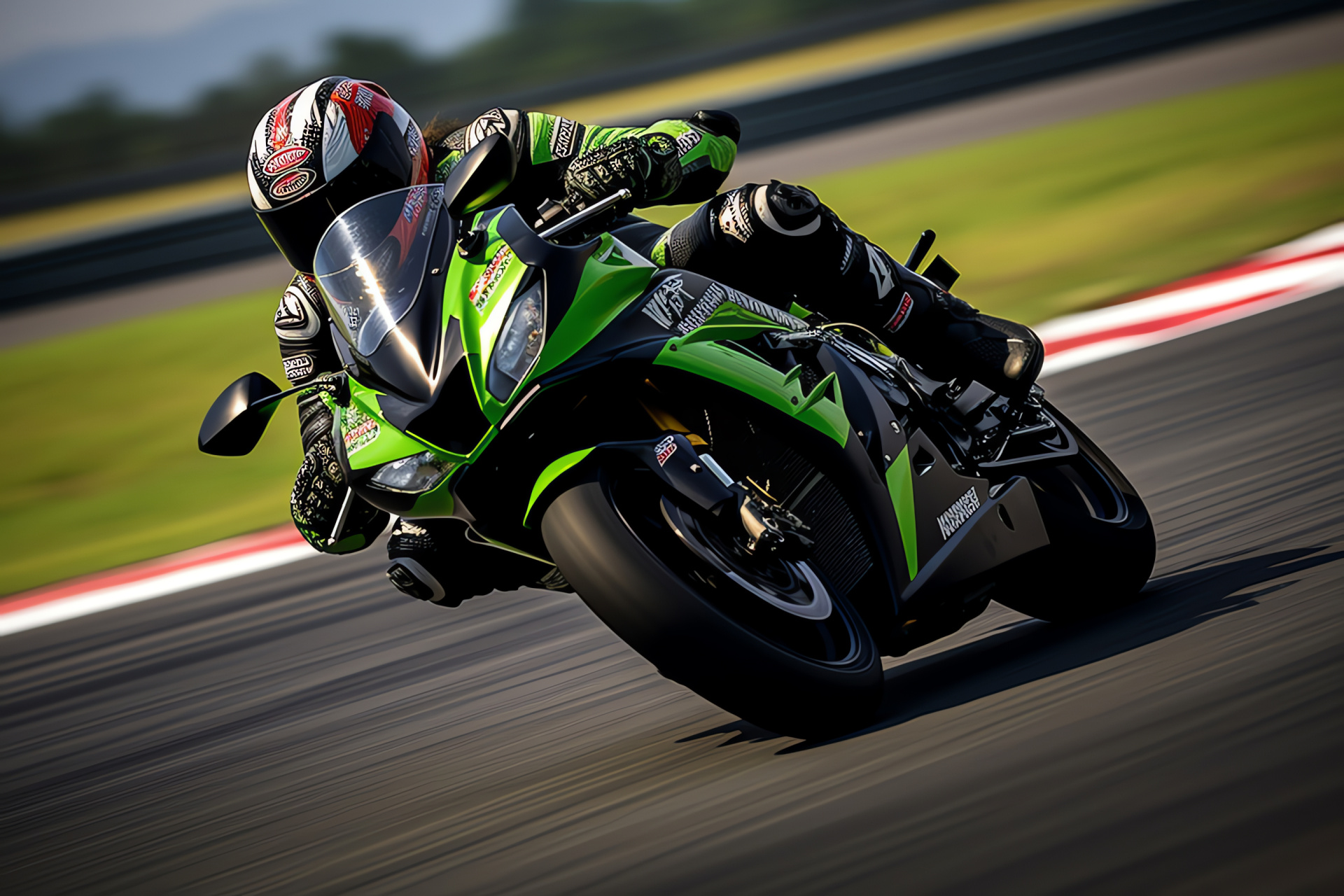 Superbike racing, Suzuka Circuit event, Motorcycle competition, Race track details, Verdant surrounding, HD Desktop Image