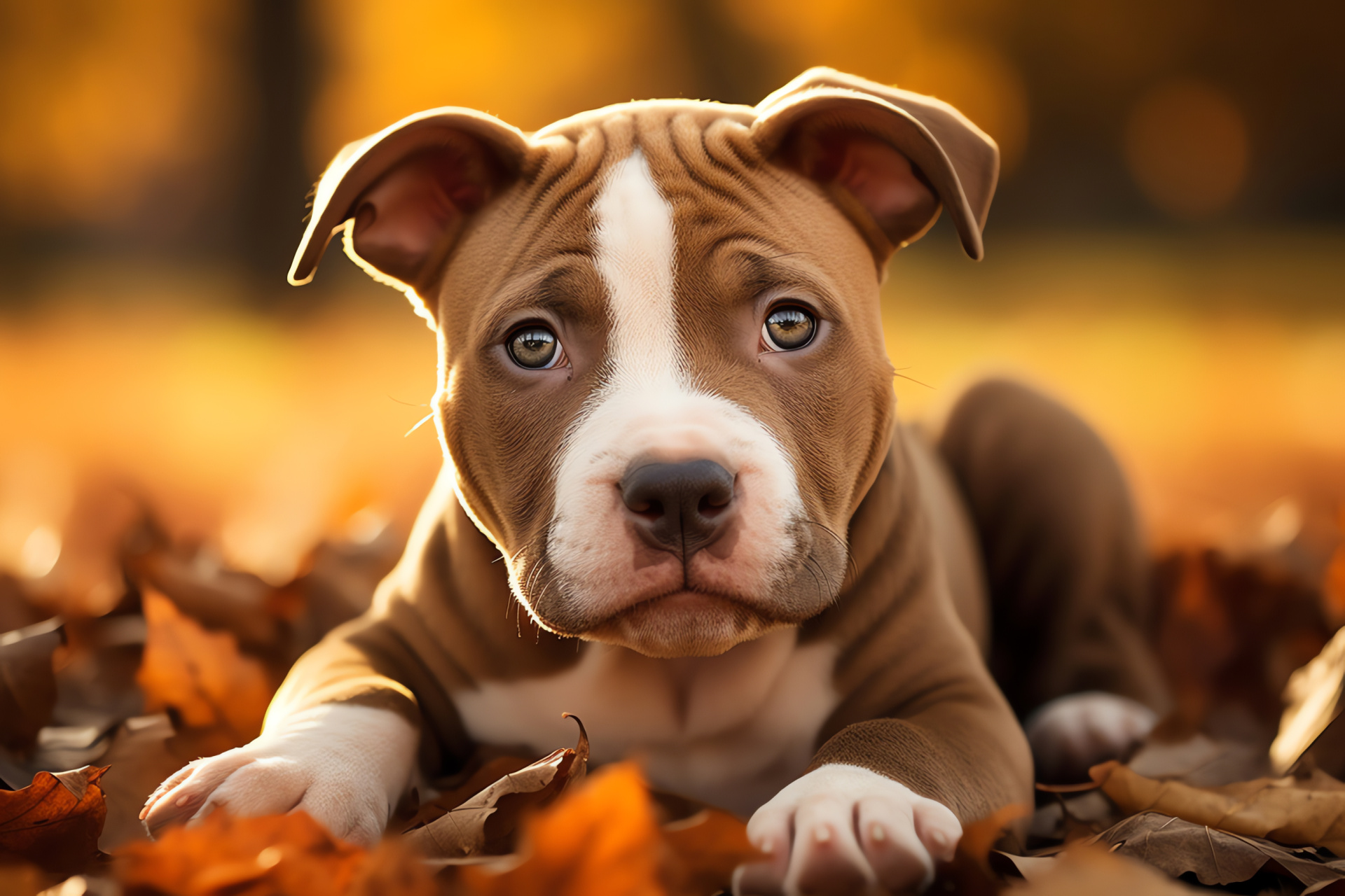 Pitbull Terrier pup, Fawn-black canine, Young dog portrait, Two-tone background, Adorable pet, HD Desktop Wallpaper