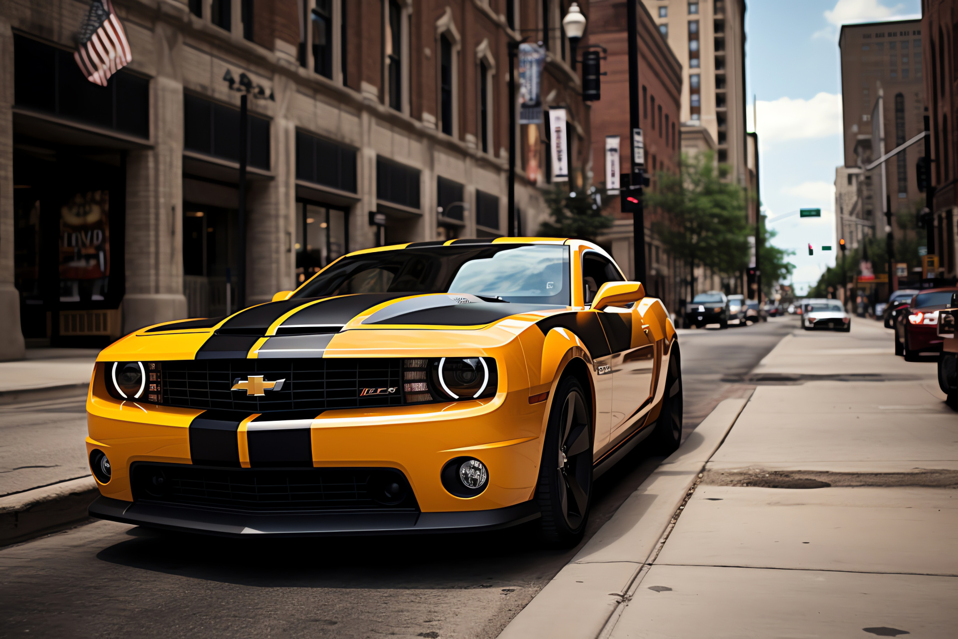 Chevrolet Camaro SS, Motor City Pride, V8 Muscle, Aggressive Stance, Race-Inspired Accents, HD Desktop Wallpaper