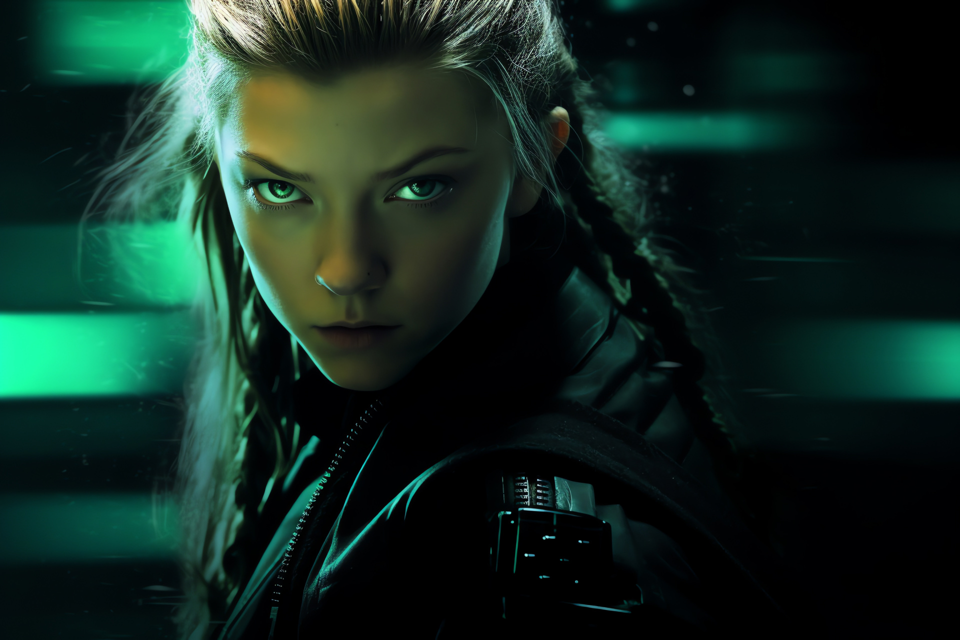 Natalie Dormer's character, Symbol of rebellion, Cressida role, Dystopian persona, Green-eyed look, HD Desktop Image