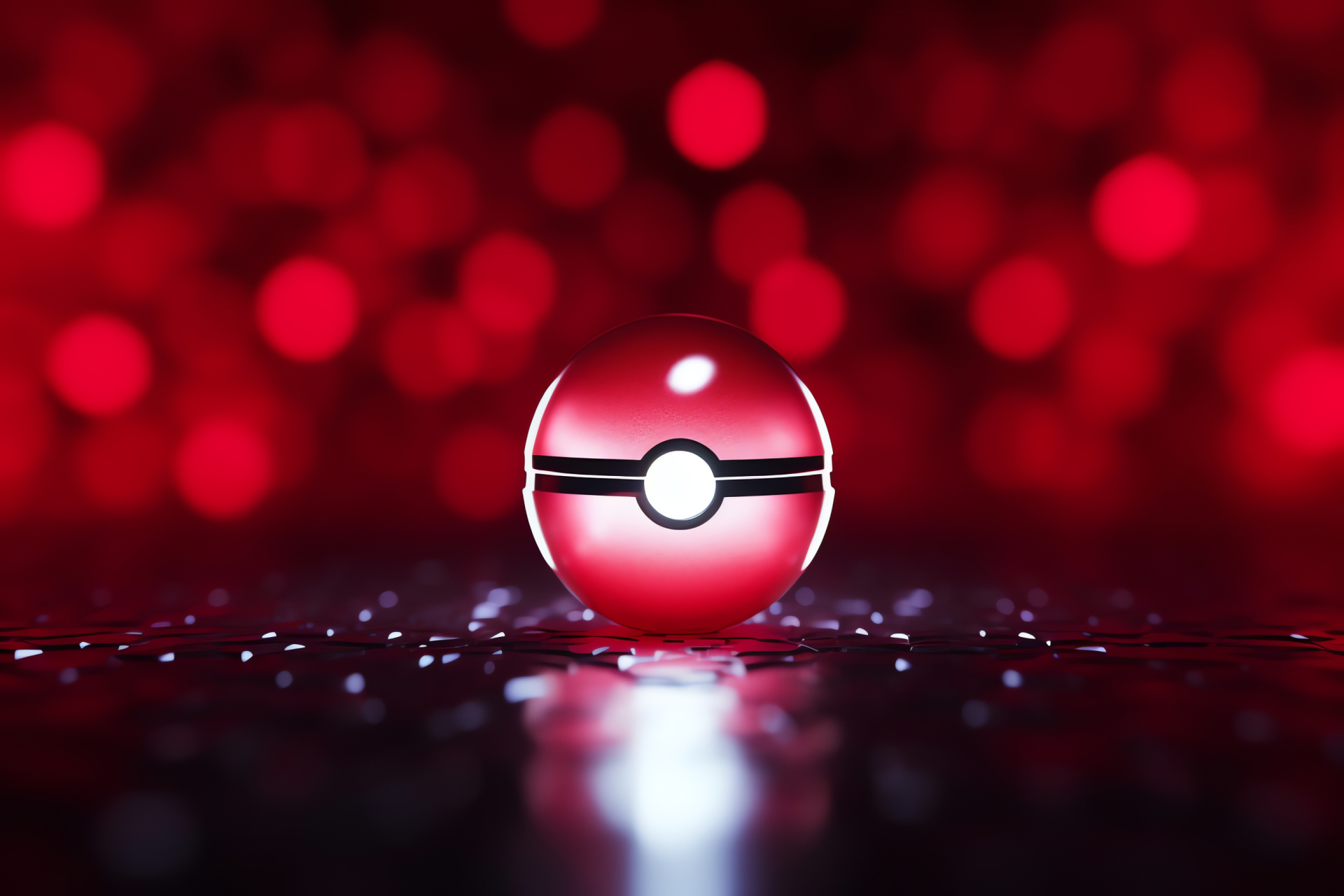 Pokeball object, scarlet background, momentum implied, focal sphere, distinctive, HD Desktop Image