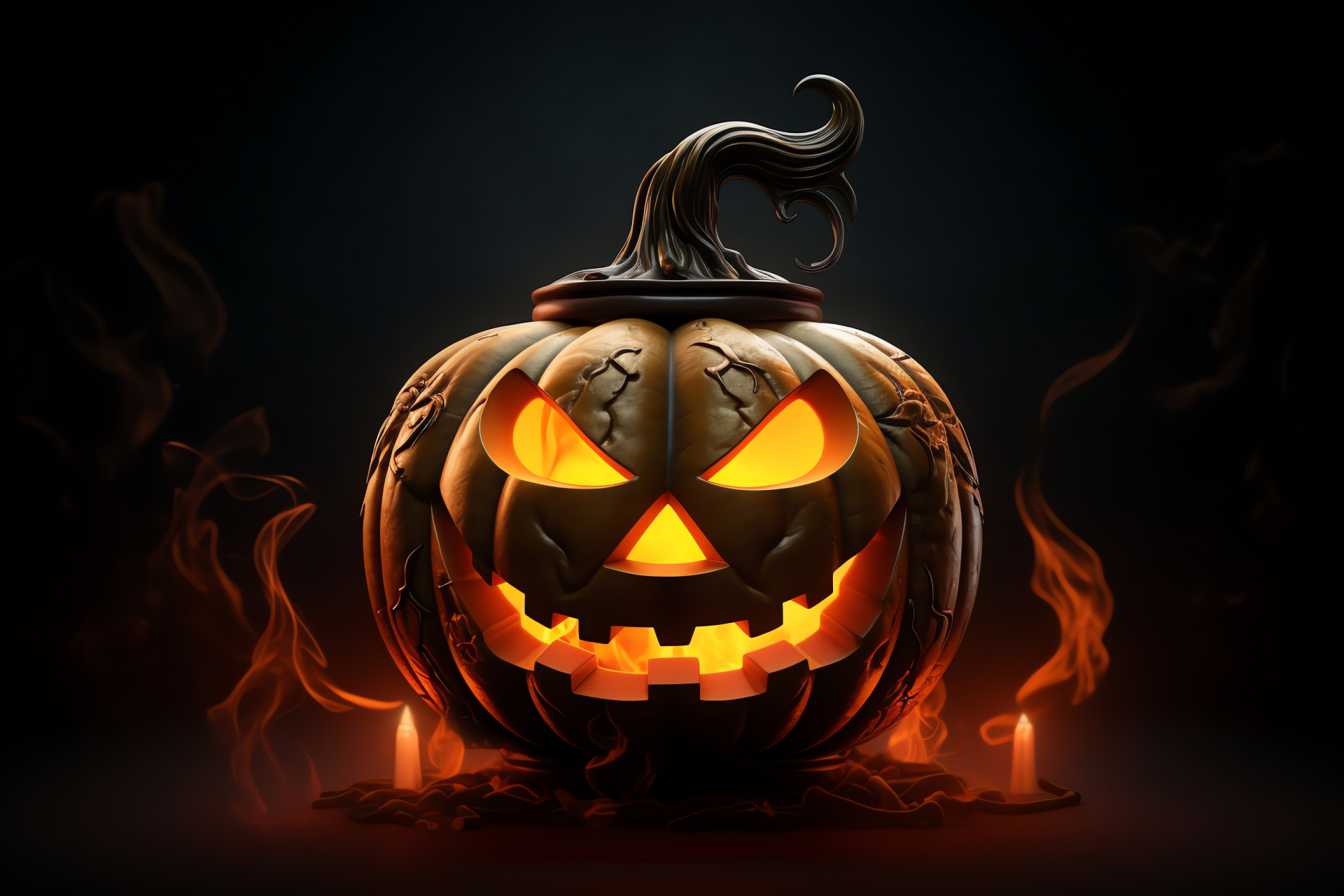 Pumpkin lantern, October festivity, Carved decoration, Nighttime illumination, Creepy faces, HD Desktop Image