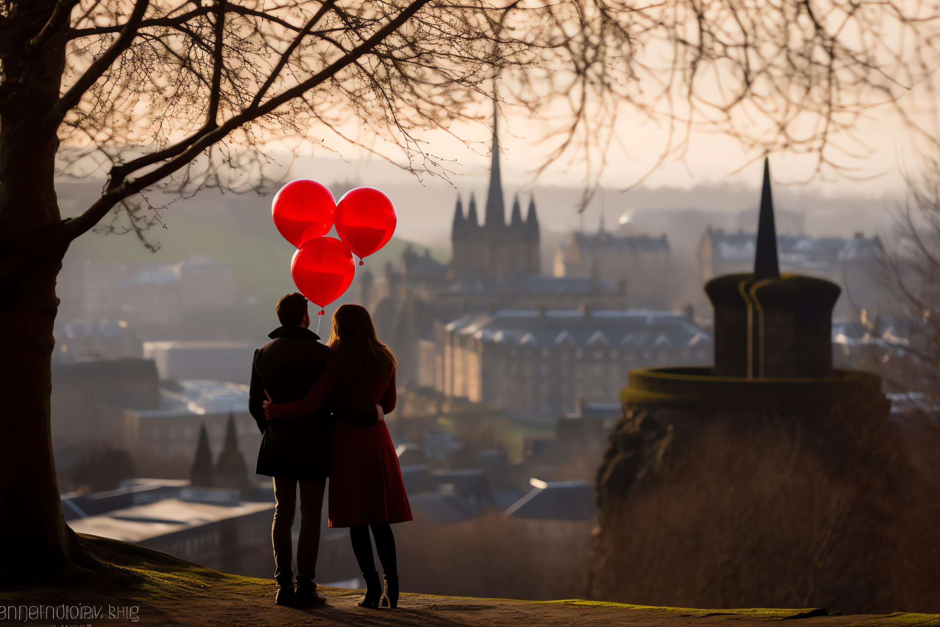 Edinburgh's Valentines, Historic castle grounds, Scots romantic backdrop, Medieval city heritage, Festive ambiance, HD Desktop Wallpaper