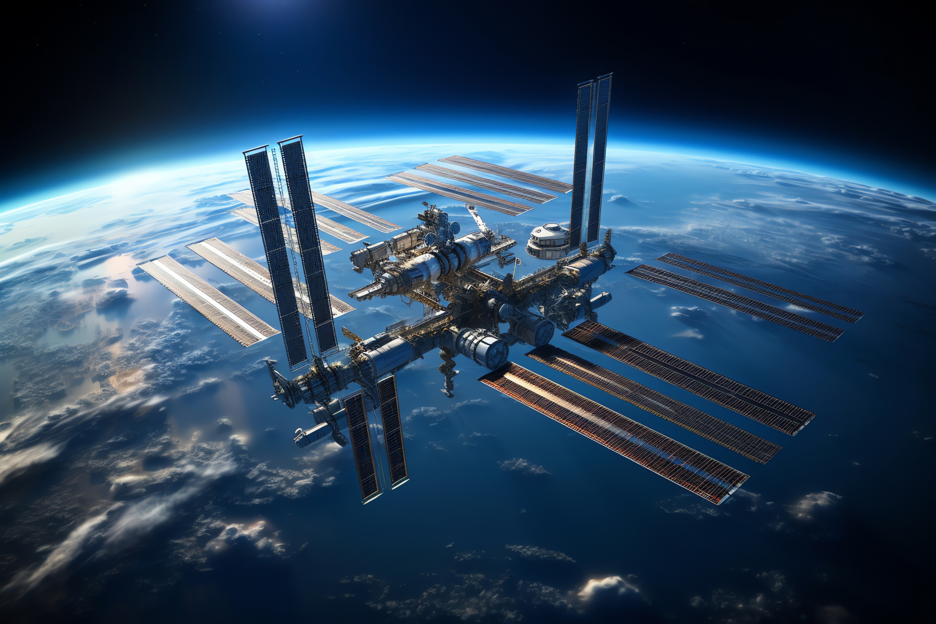 Space habitat orbit, Human engineering, Above Earth station, Solar array, Habitat modules, HD Desktop Image