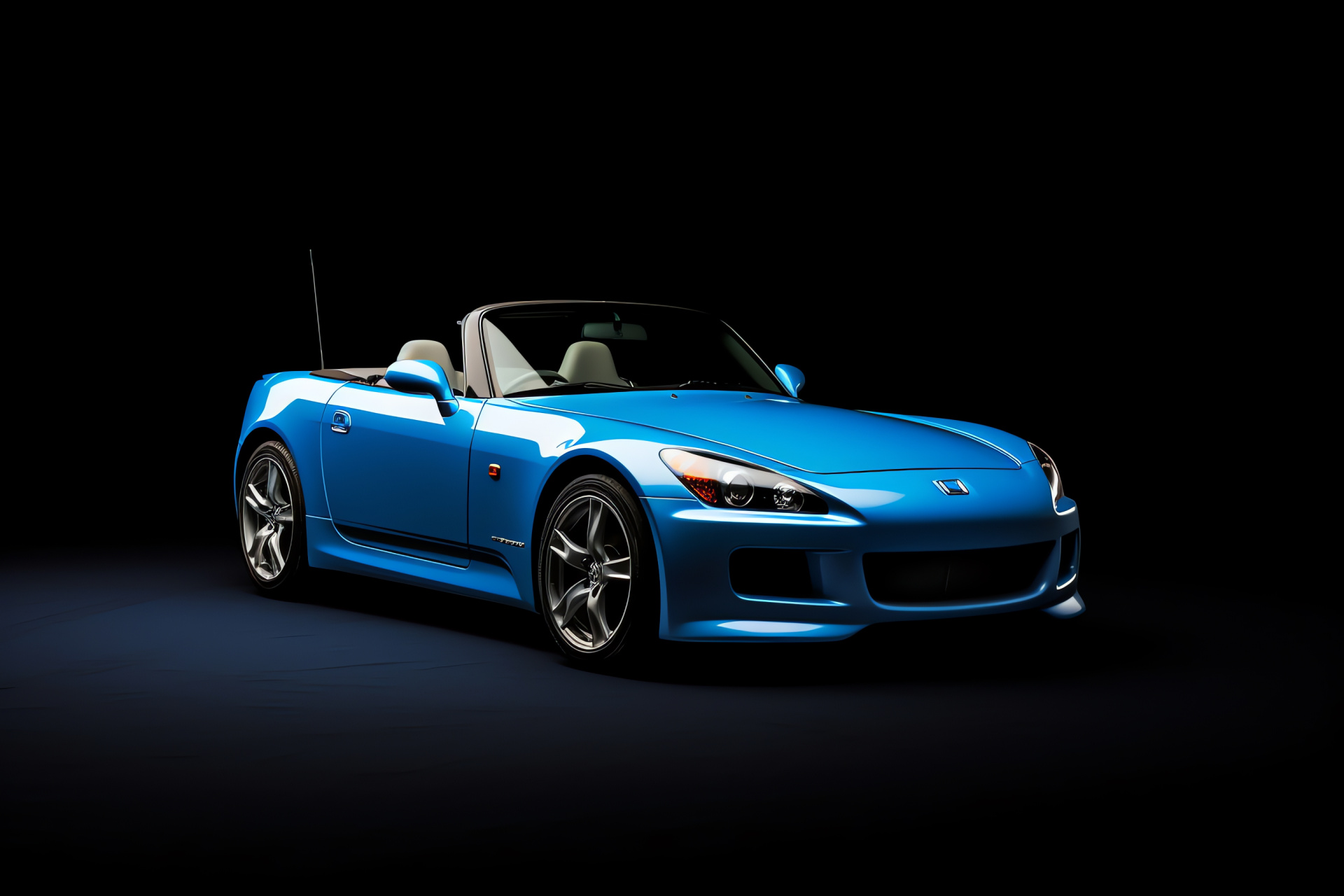 Honda S2000 AP1, Elevated shot, Three-color palette, Blue, silver, and black hues, Agile sports car, HD Desktop Wallpaper