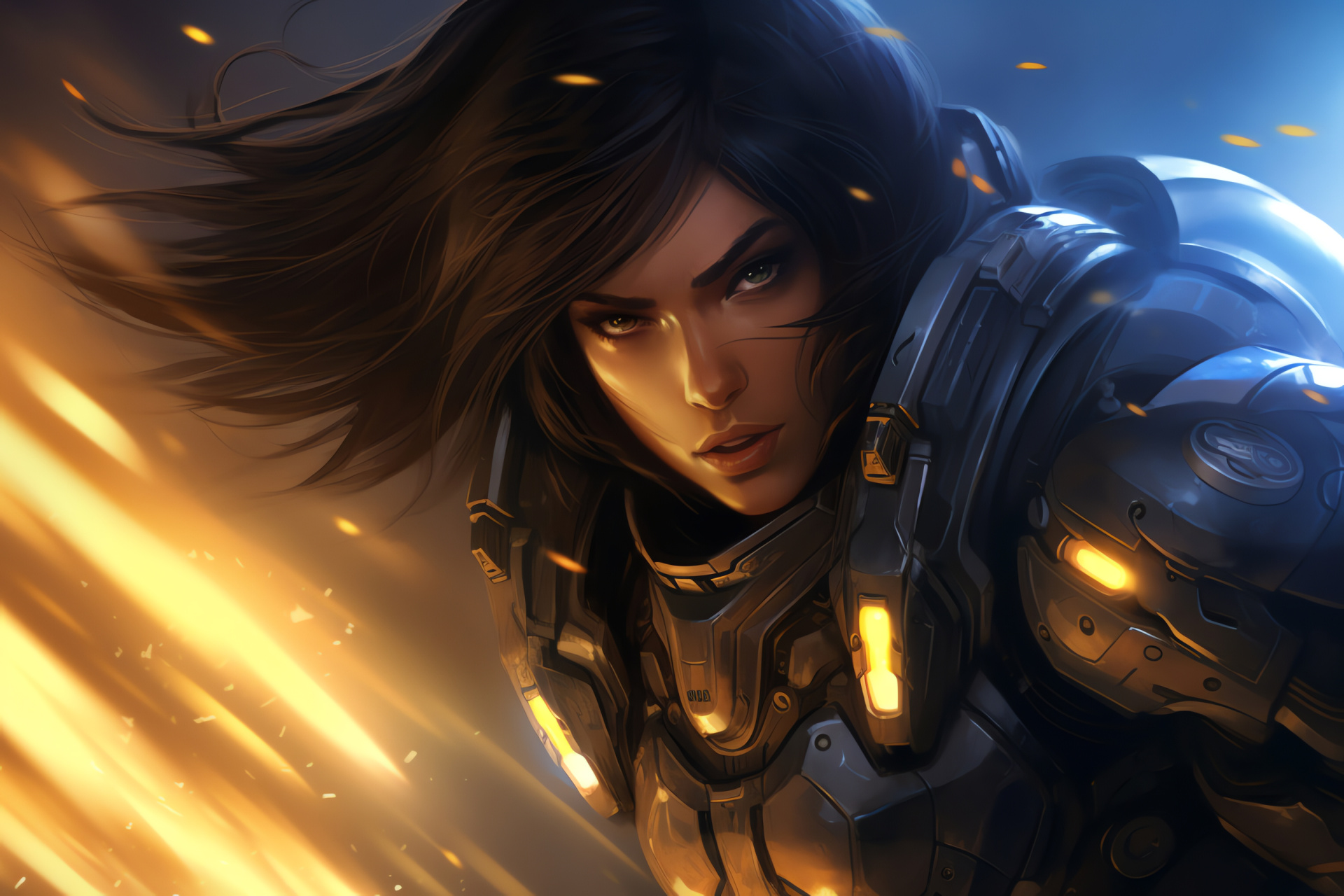 Game character Pharah, Defensive gameplay, Flying combat style, Overwatch character, Egyptian guardian, HD Desktop Wallpaper